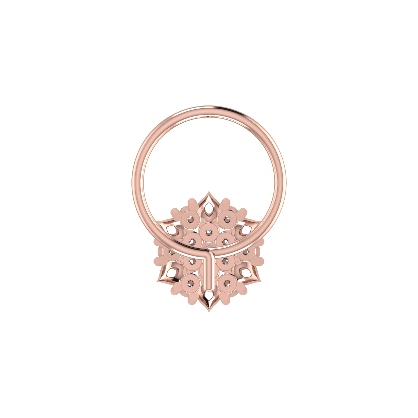 14K Gold Lustrous Blossom Charm 0.06ct Lab Grown Diamond Nose Pin