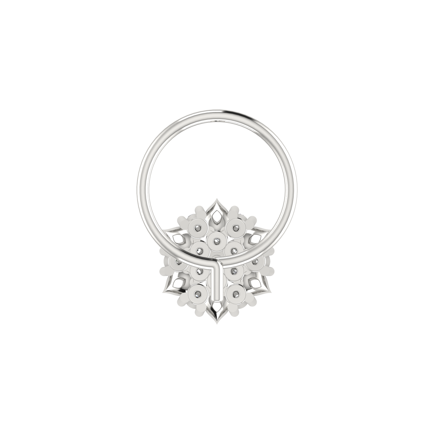 14K Gold Lustrous Blossom Charm 0.06ct Lab Grown Diamond Nose Pin