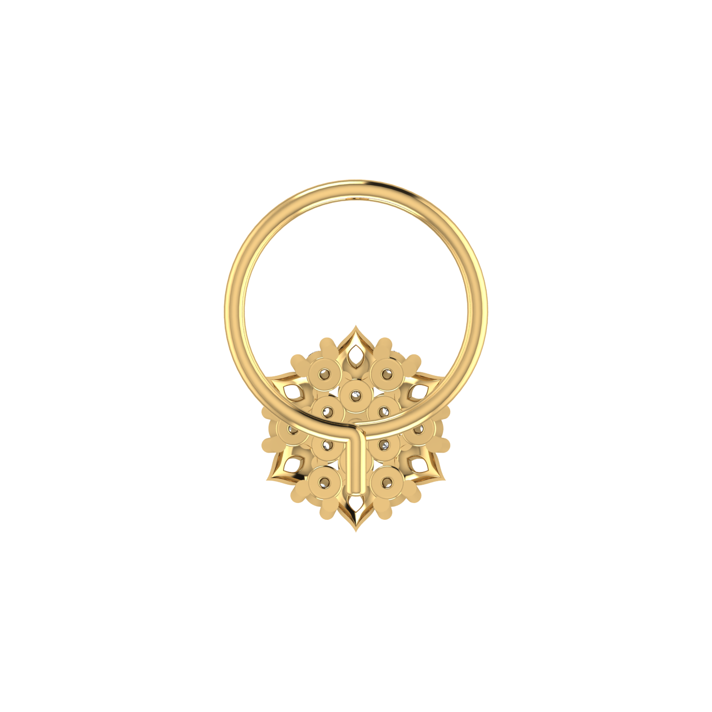 14K Gold Lustrous Blossom Charm 0.06ct Lab Grown Diamond Nose Pin