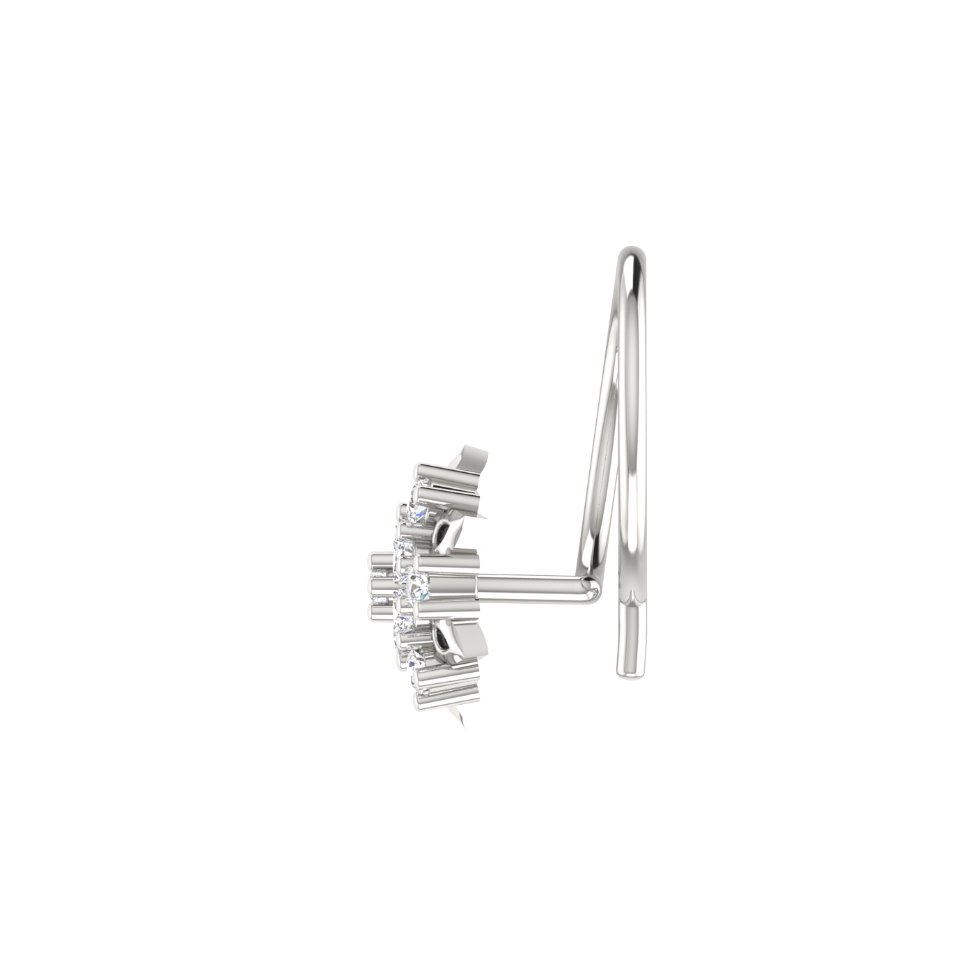 14K Gold Lustrous Blossom Charm 0.06ct Lab Grown Diamond Nose Pin