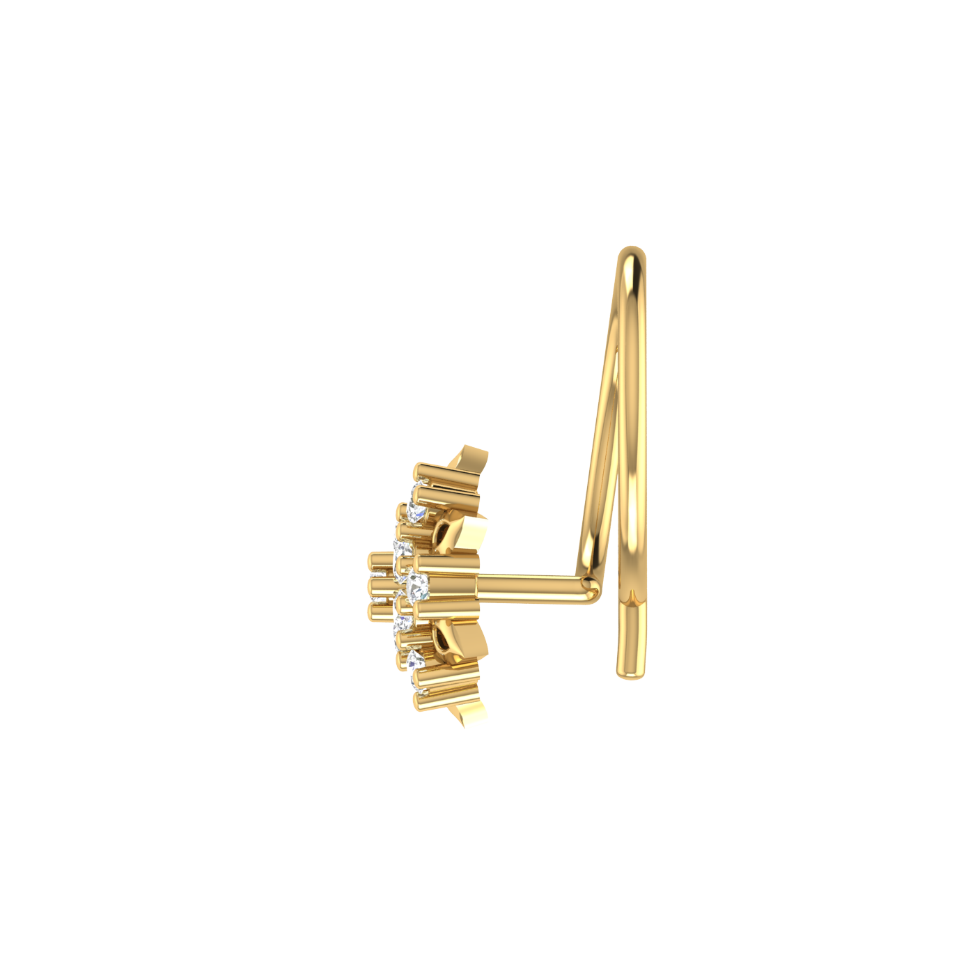 14K Gold Lustrous Blossom Charm 0.06ct Lab Grown Diamond Nose Pin