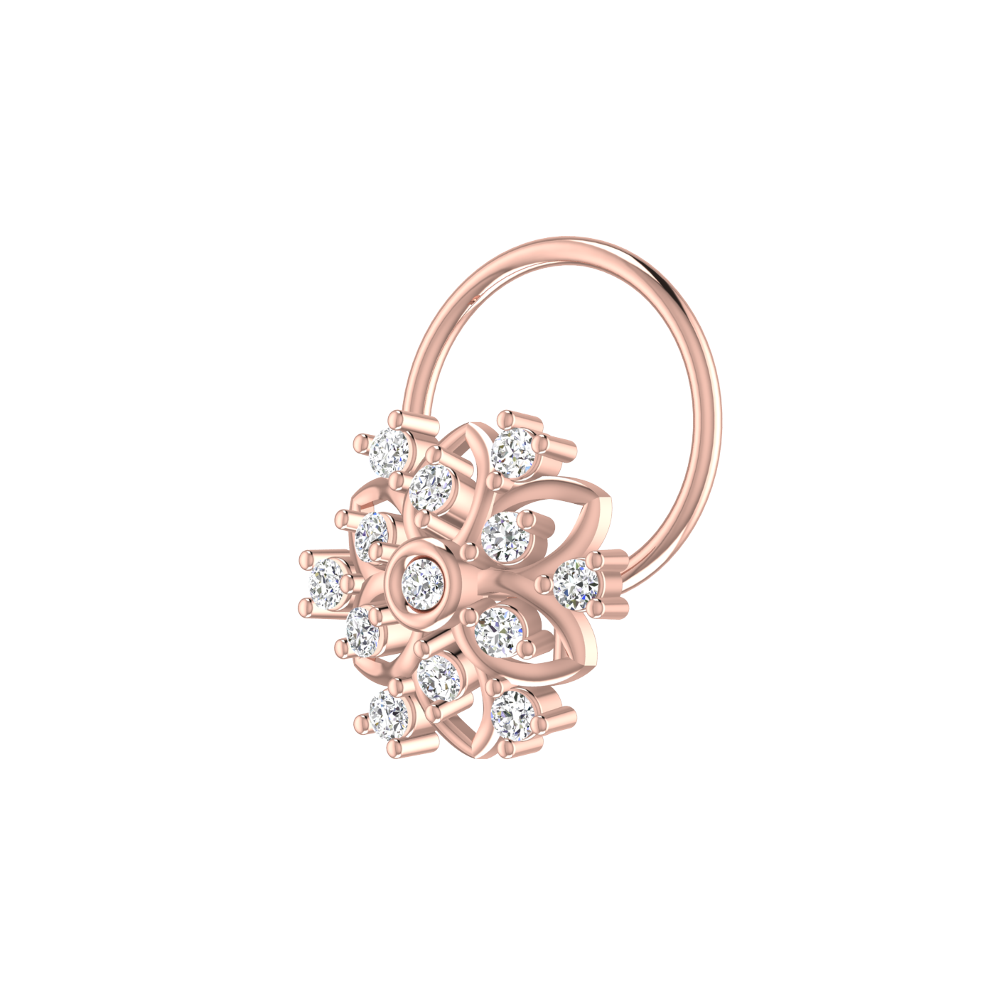 14K Gold Blossom Majesty 0.08ct Lab Grown Diamond Nose Pin