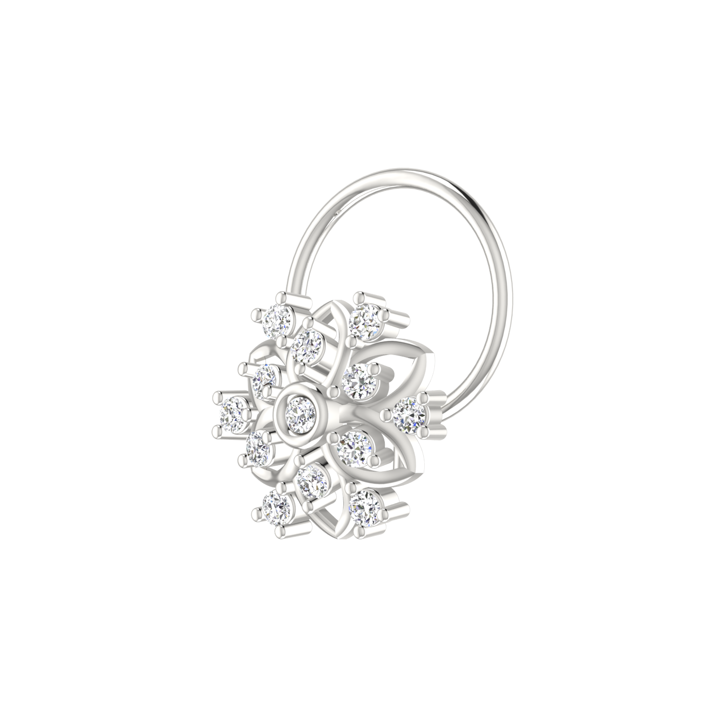 14K Gold Blossom Majesty 0.08ct Lab Grown Diamond Nose Pin