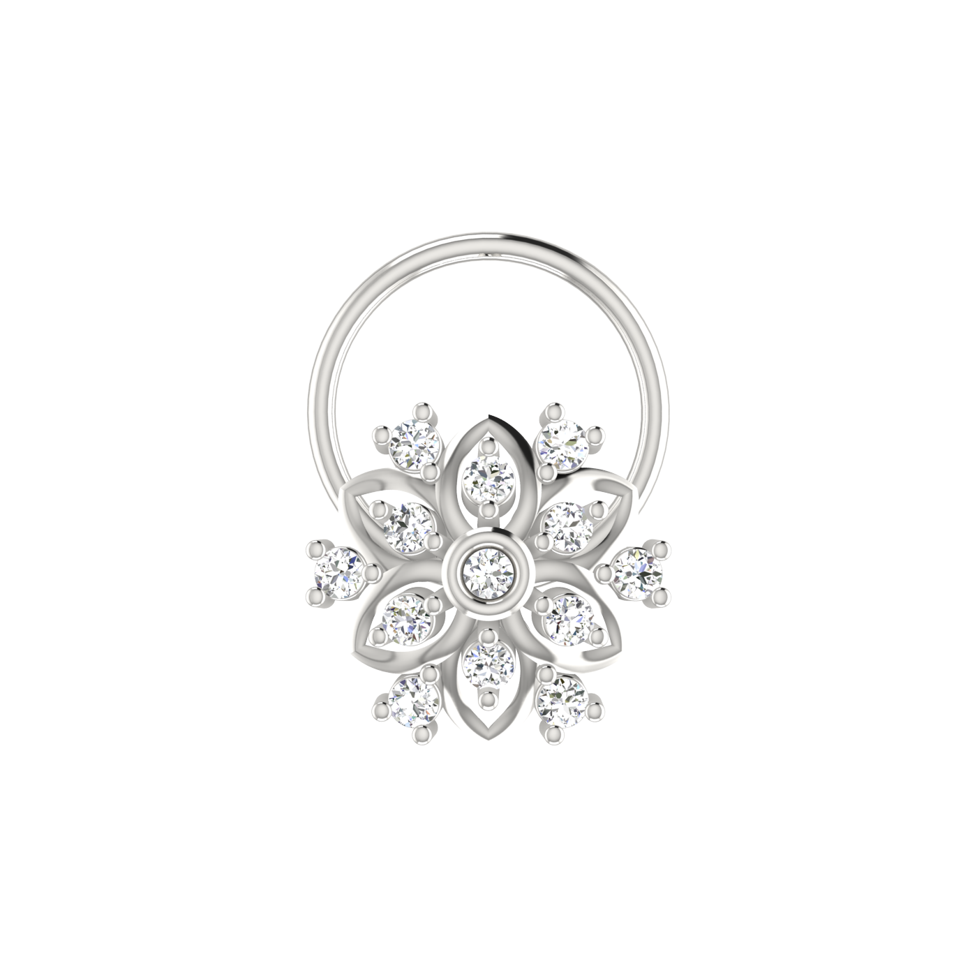 14K Gold Blossom Majesty 0.08ct Lab Grown Diamond Nose Pin