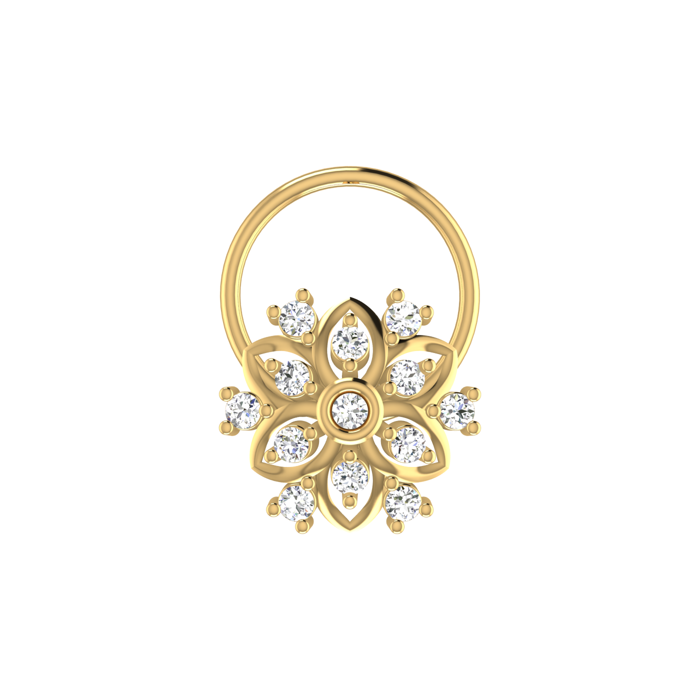 14K Gold Blossom Majesty 0.08ct Lab Grown Diamond Nose Pin
