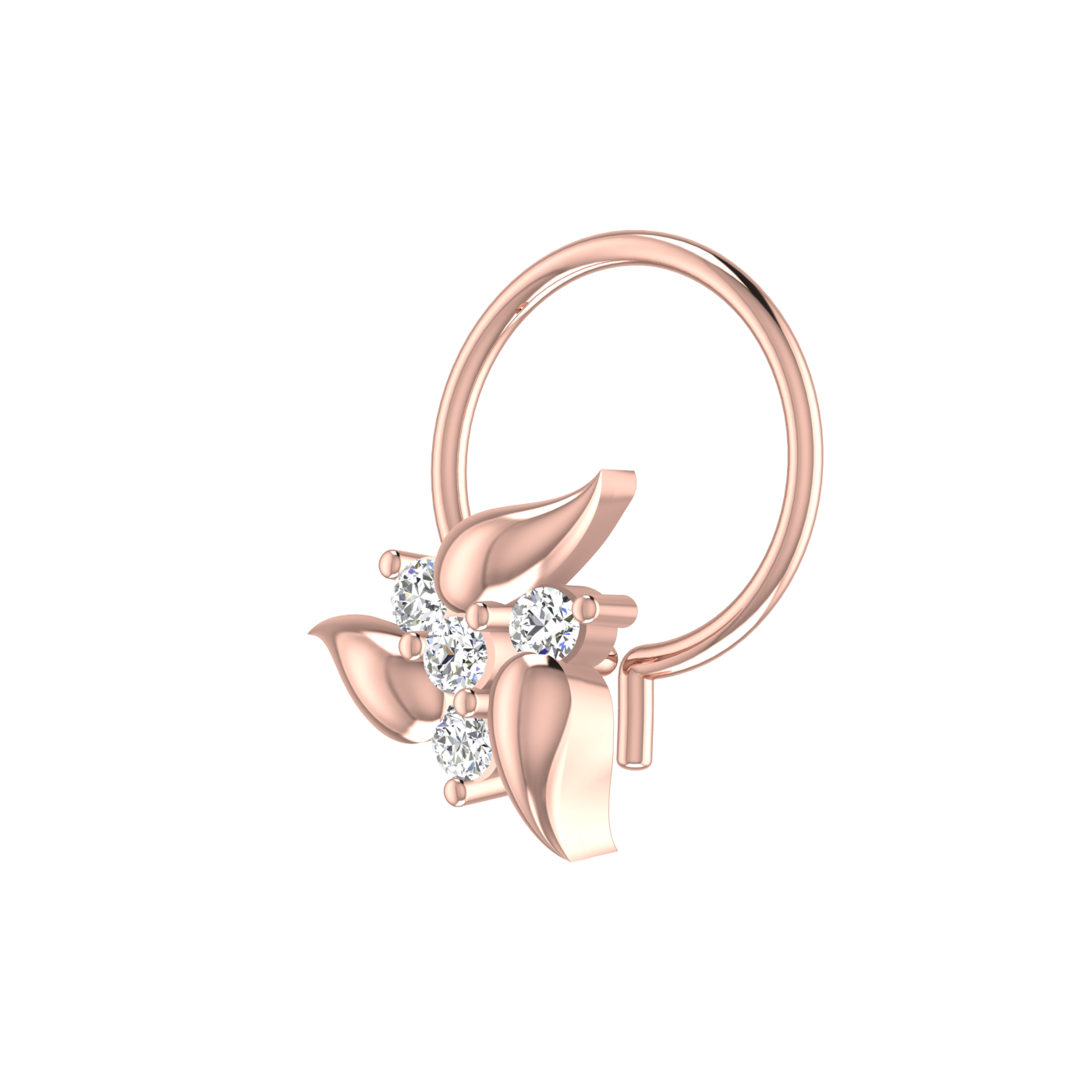 14K Gold Blossom Grace 0.05ct Lab Grown Diamond Nose Pin