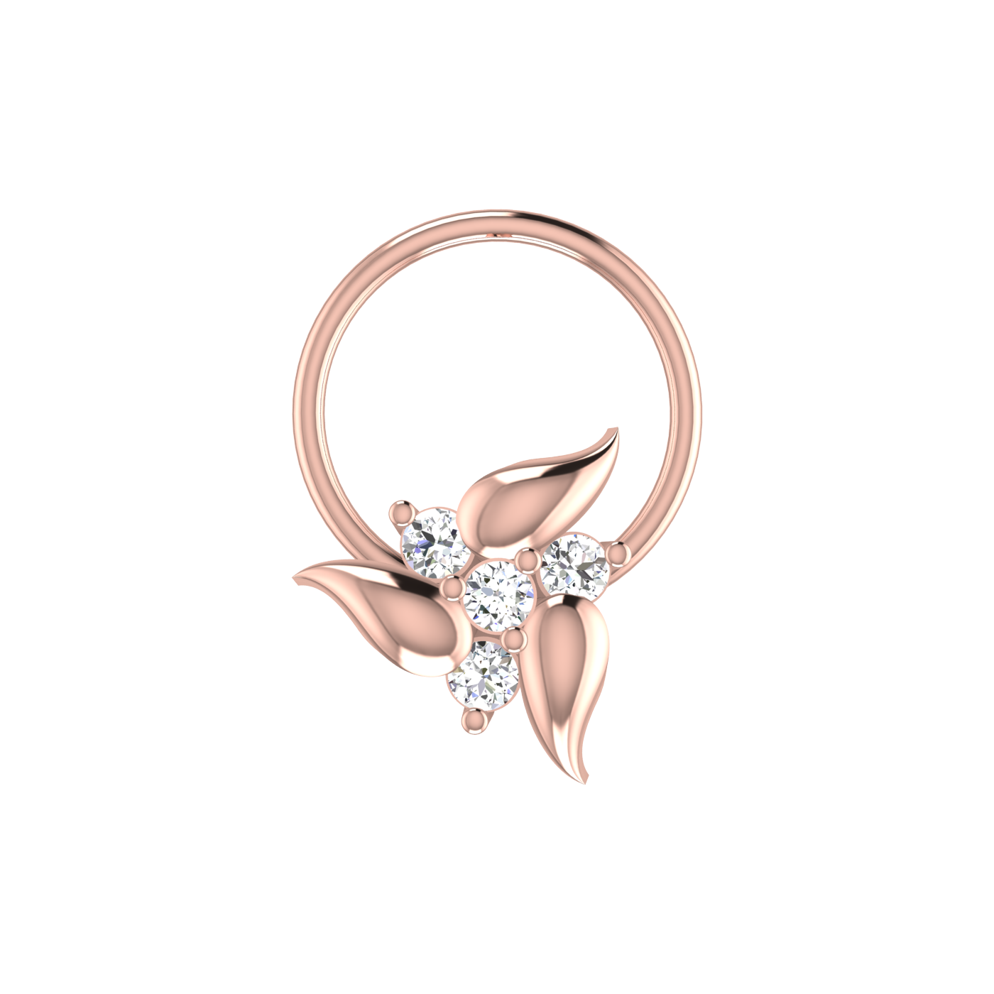 14K Gold Blossom Grace 0.05ct Lab Grown Diamond Nose Pin