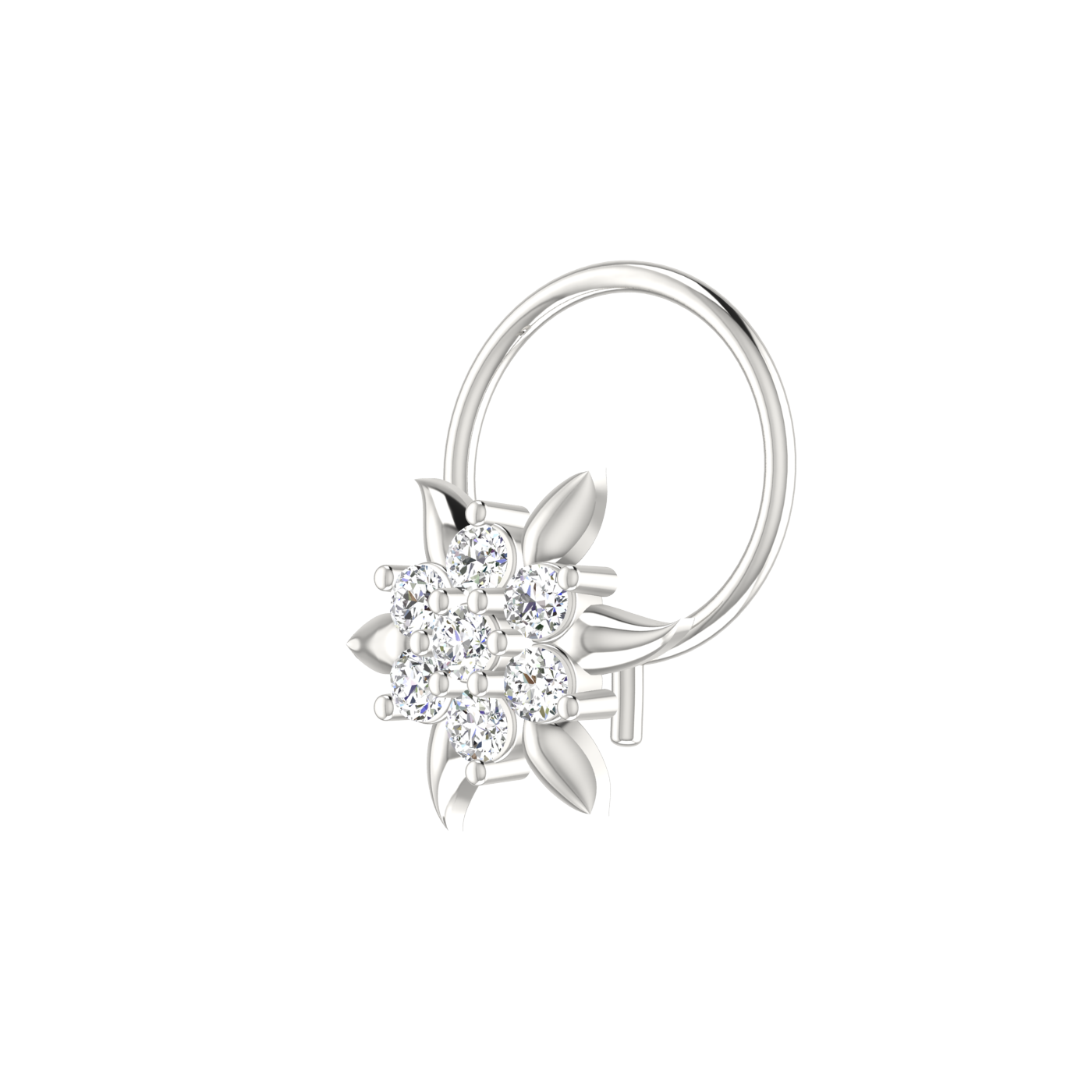 14K Gold Delicate 0.11ct Floral Lab Grown Diamond Nose Pin