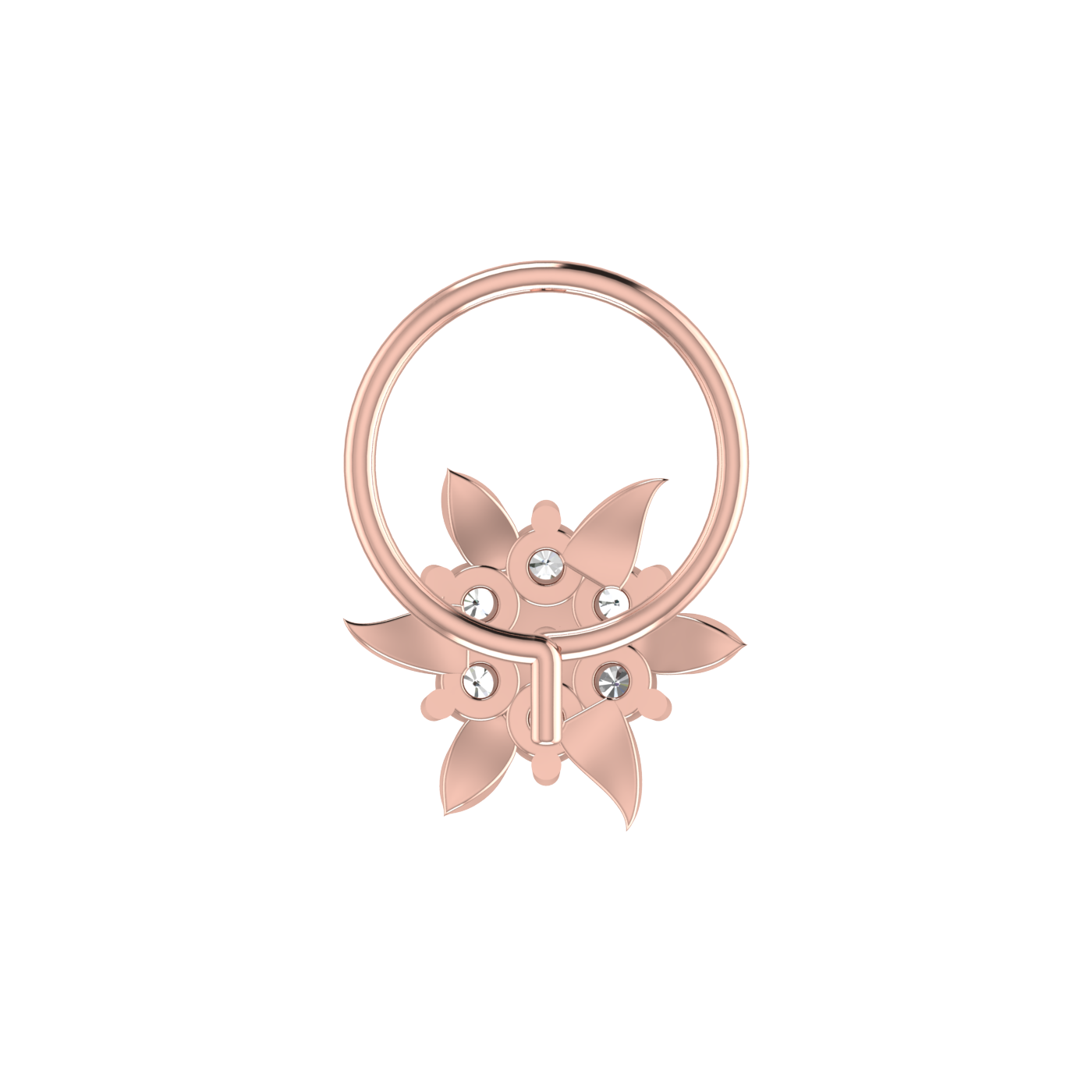 14K Gold Delicate 0.11ct Floral Lab Grown Diamond Nose Pin