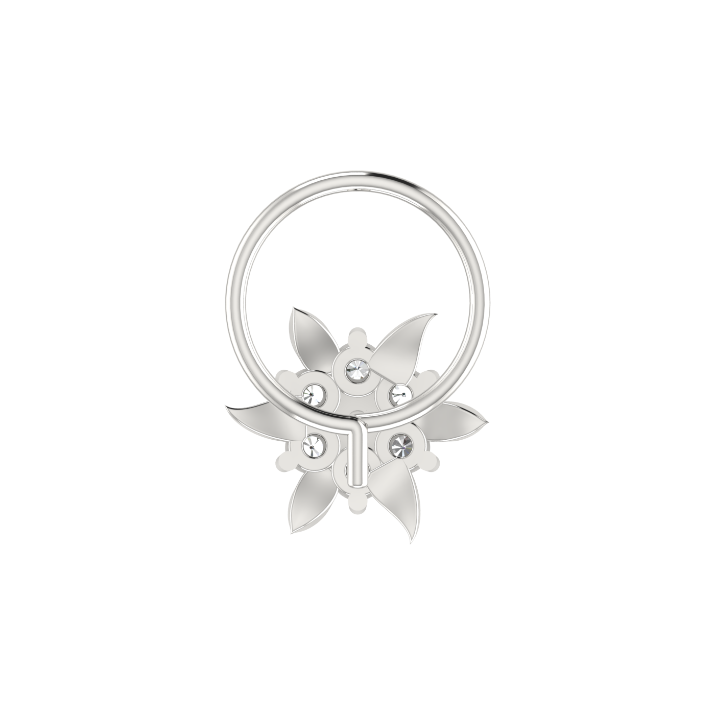 14K Gold Delicate 0.11ct Floral Lab Grown Diamond Nose Pin