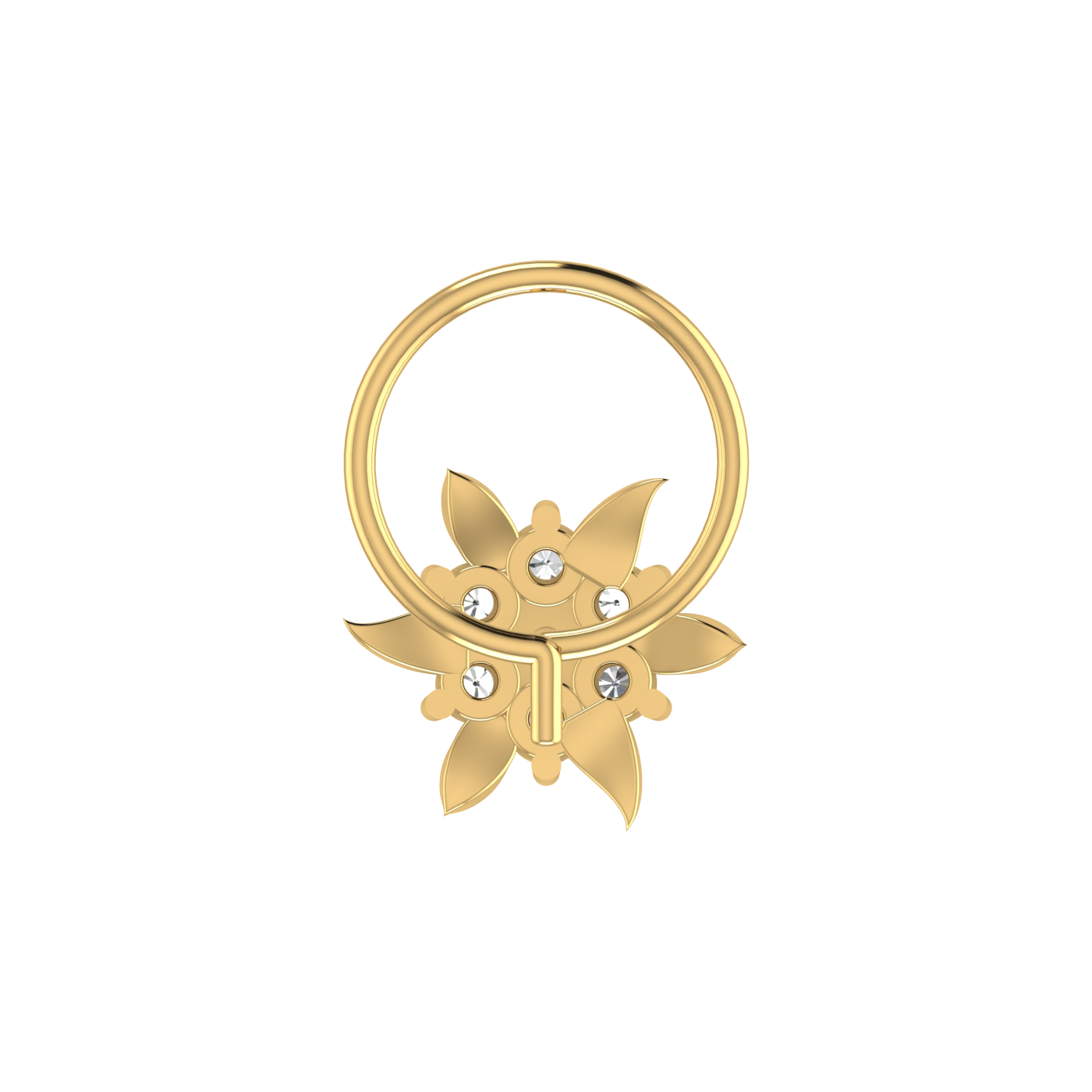 14K Gold Delicate 0.11ct Floral Lab Grown Diamond Nose Pin