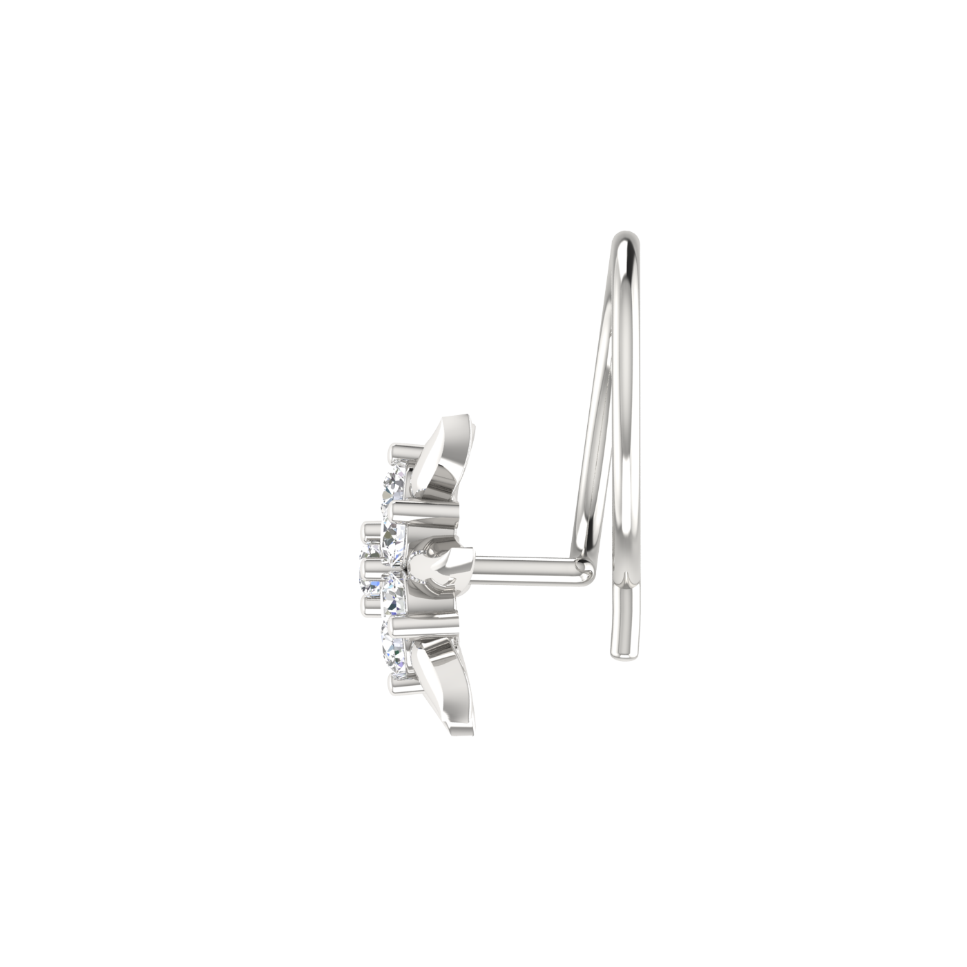 14K Gold Delicate 0.11ct Floral Lab Grown Diamond Nose Pin