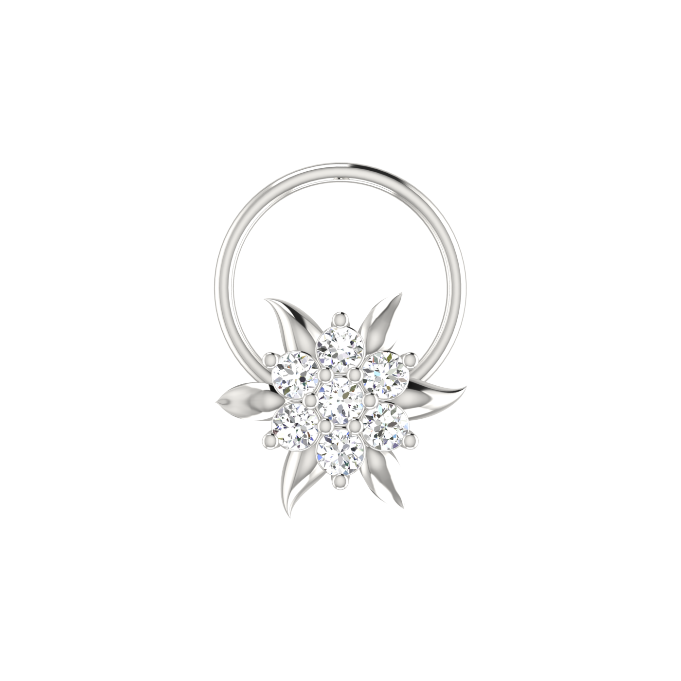 14K Gold Delicate 0.11ct Floral Lab Grown Diamond Nose Pin