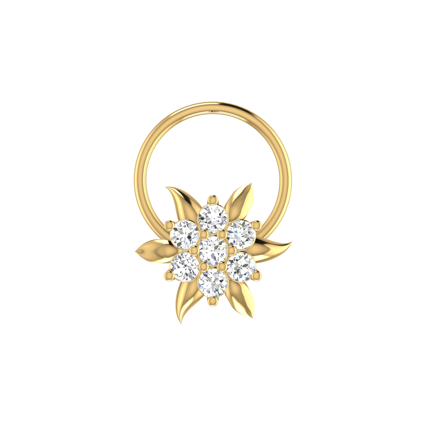 14K Gold Delicate 0.11ct Floral Lab Grown Diamond Nose Pin