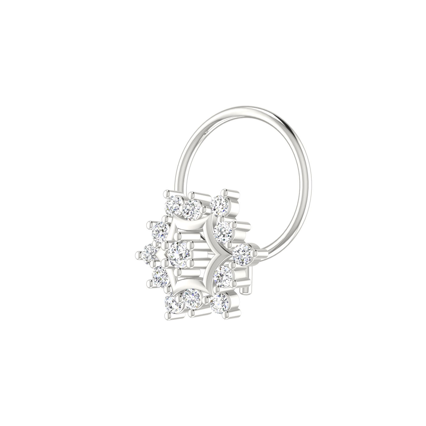 14K Gold Elegant 0.09ct Floral Lab Grown Diamond Nose Pin