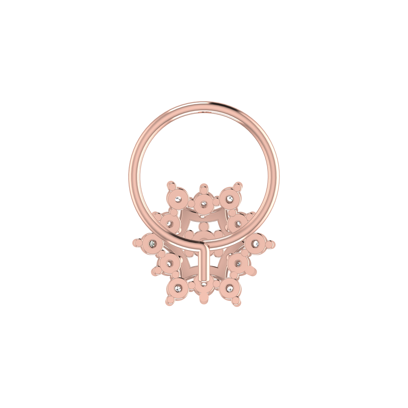 14K Gold Elegant 0.09ct Floral Lab Grown Diamond Nose Pin