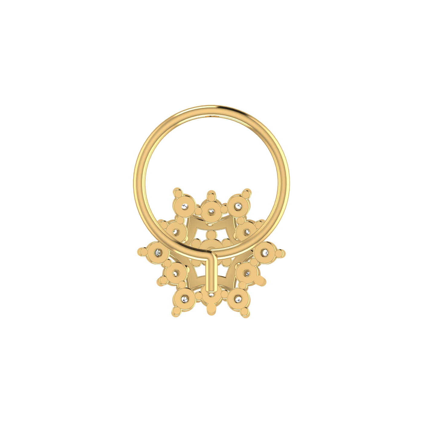 14K Gold Elegant 0.09ct Floral Lab Grown Diamond Nose Pin