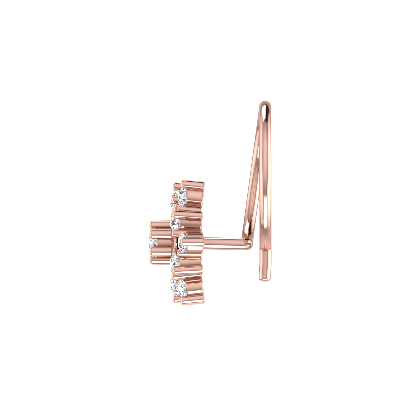 14K Gold Elegant 0.09ct Floral Lab Grown Diamond Nose Pin