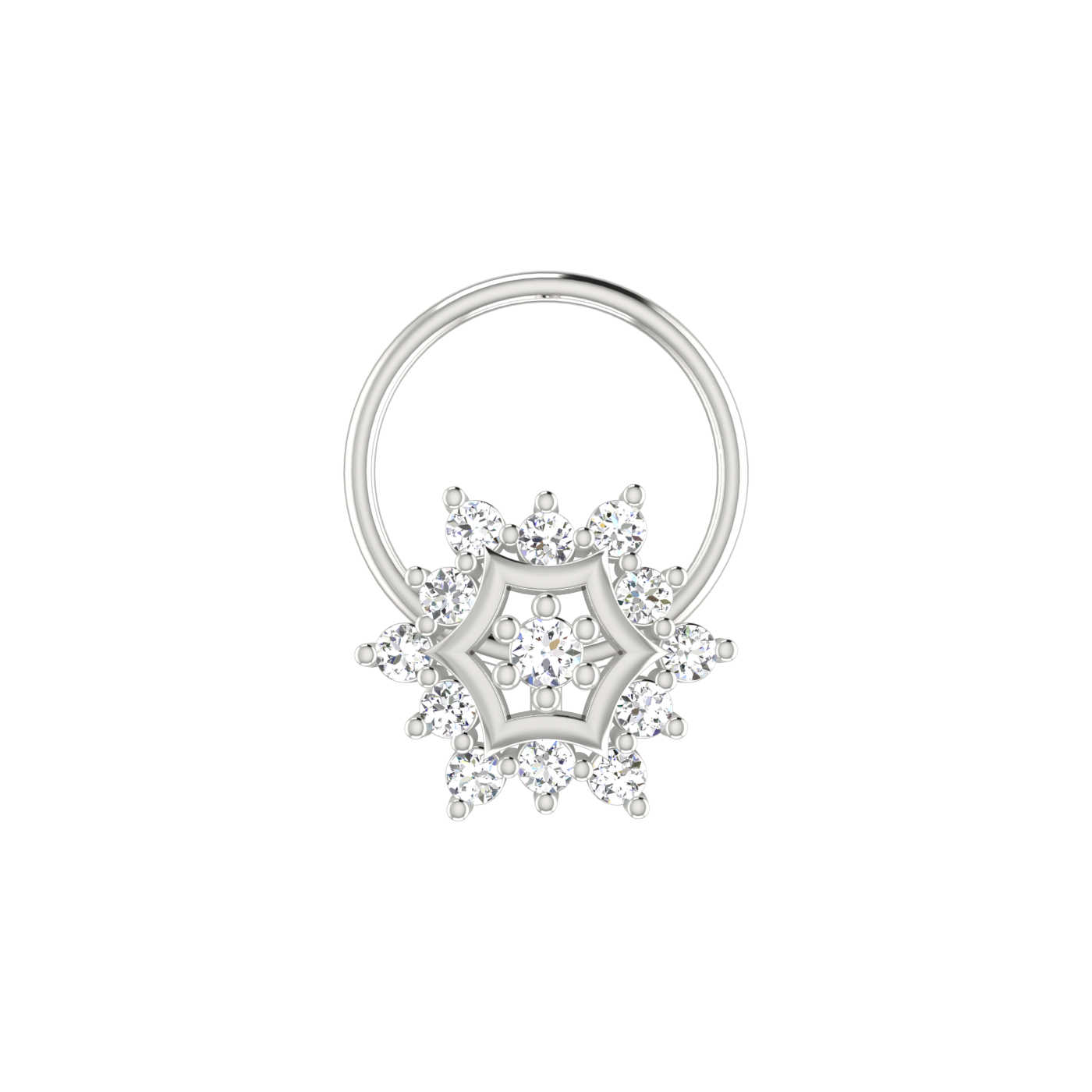 14K Gold Elegant 0.09ct Floral Lab Grown Diamond Nose Pin