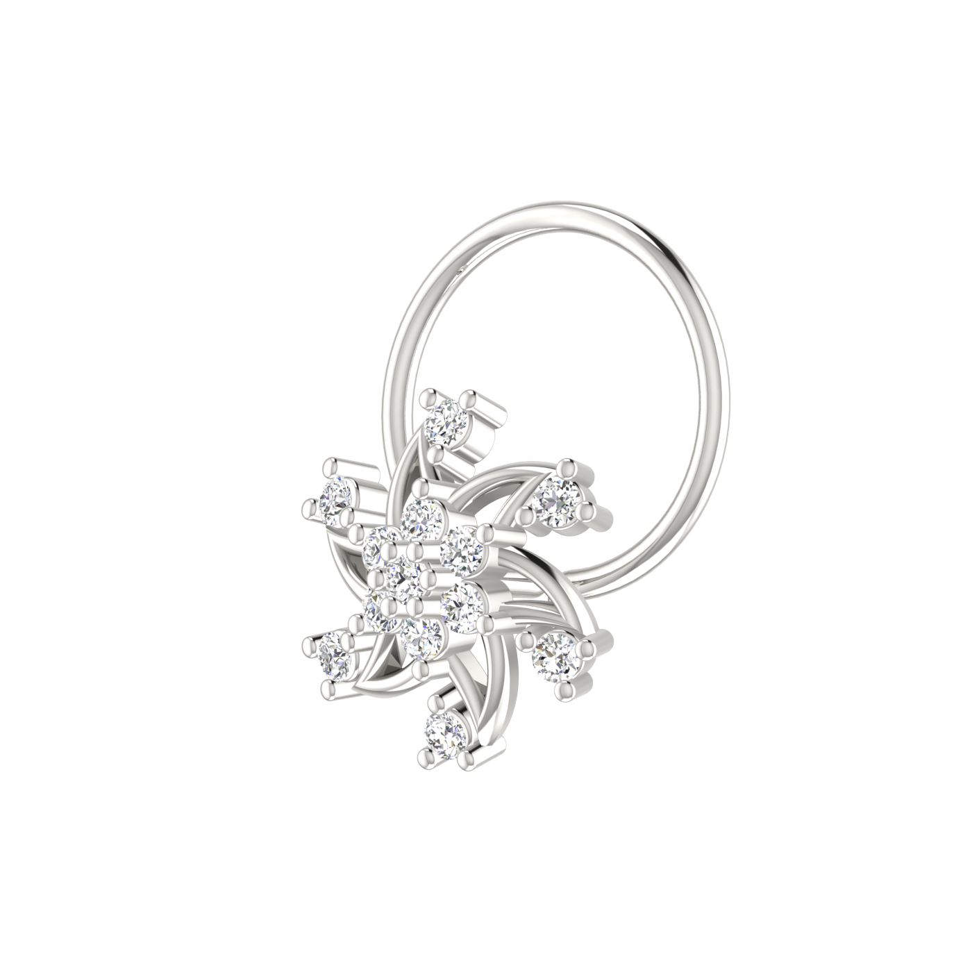 14K Gold Brilliant 0.06ct Cluster Lab Grown Diamond Nose Pin