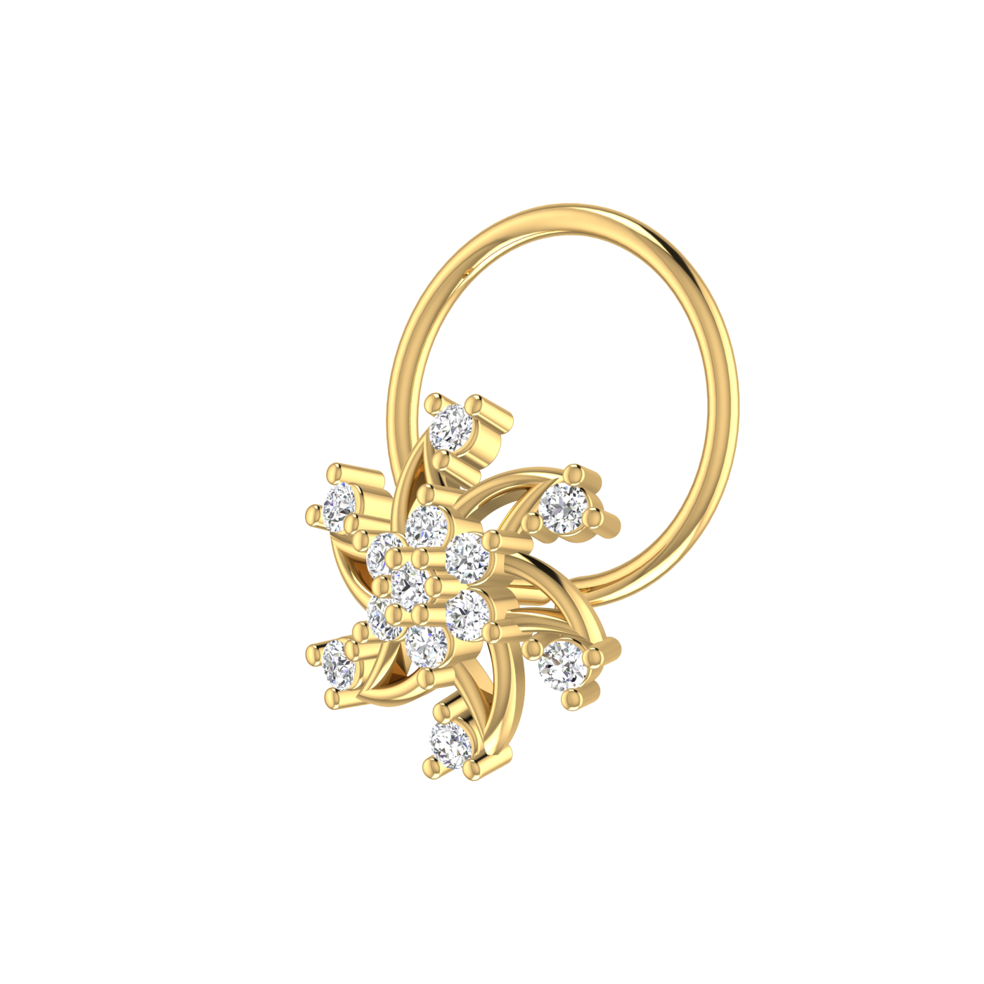 14K Gold Brilliant 0.06ct Cluster Lab Grown Diamond Nose Pin