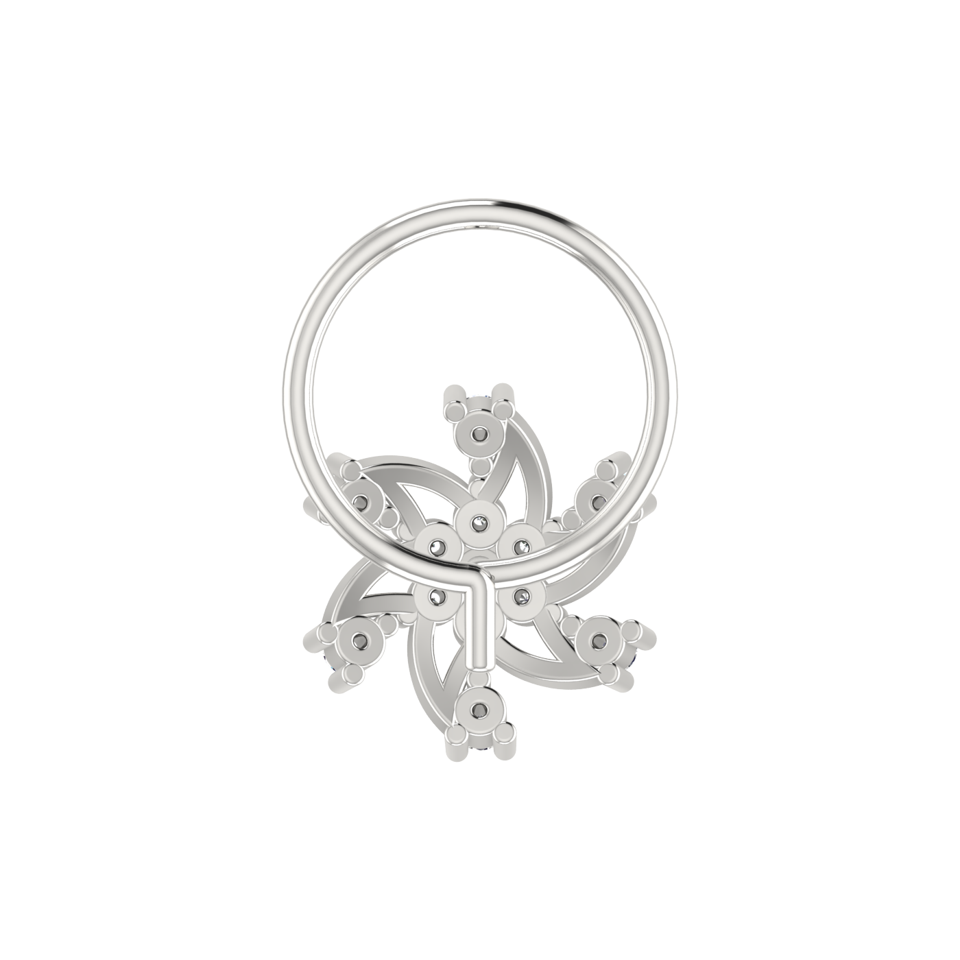 14K Gold Brilliant 0.06ct Cluster Lab Grown Diamond Nose Pin