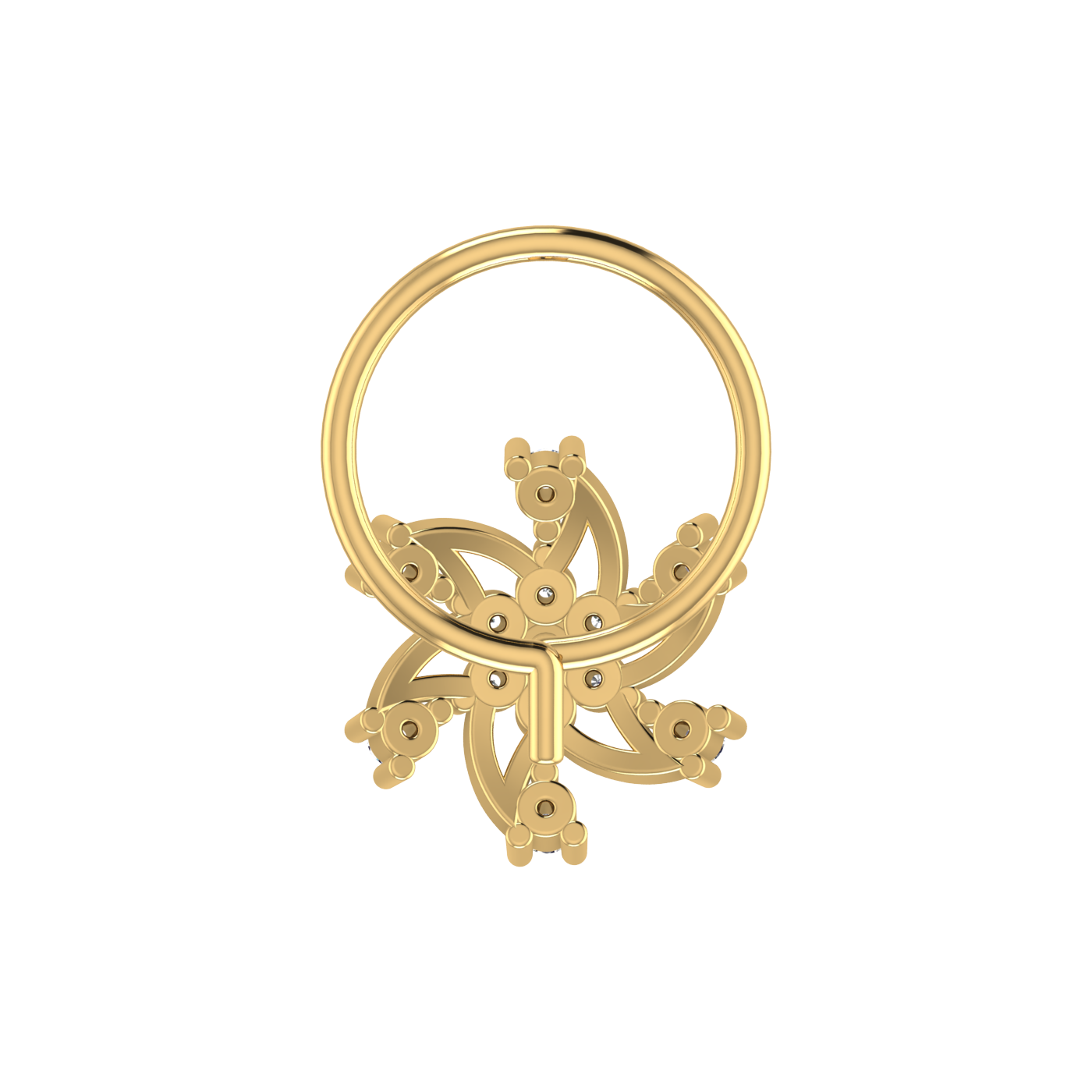 14K Gold Brilliant 0.06ct Cluster Lab Grown Diamond Nose Pin