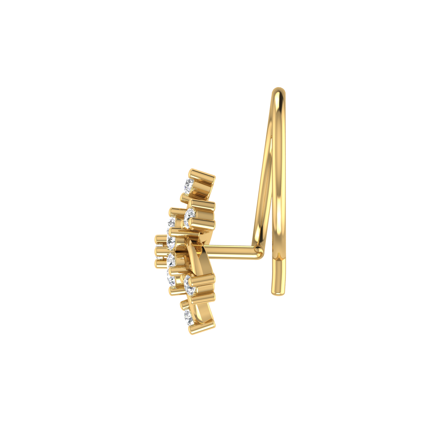 14K Gold Brilliant 0.06ct Cluster Lab Grown Diamond Nose Pin