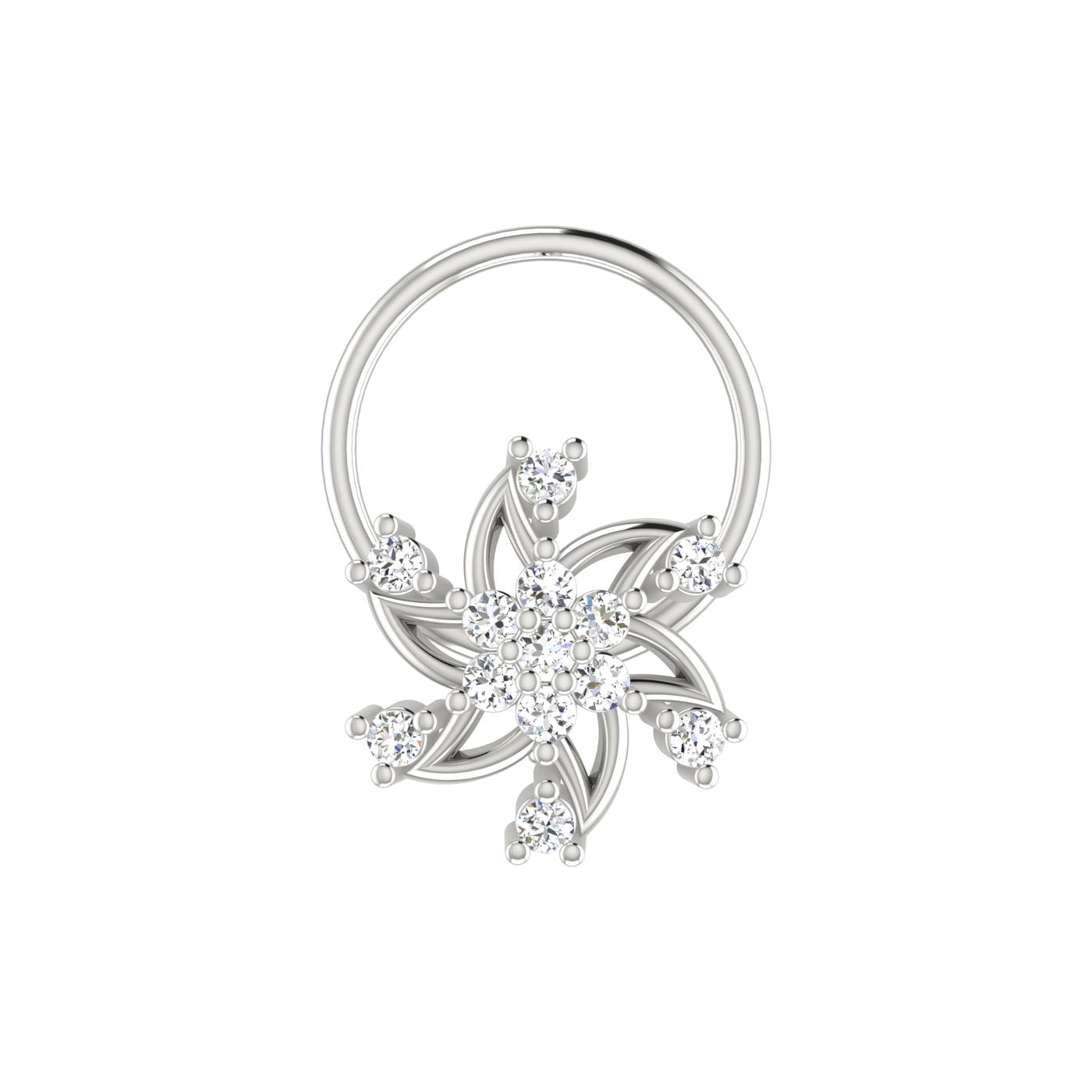 14K Gold Brilliant 0.06ct Cluster Lab Grown Diamond Nose Pin