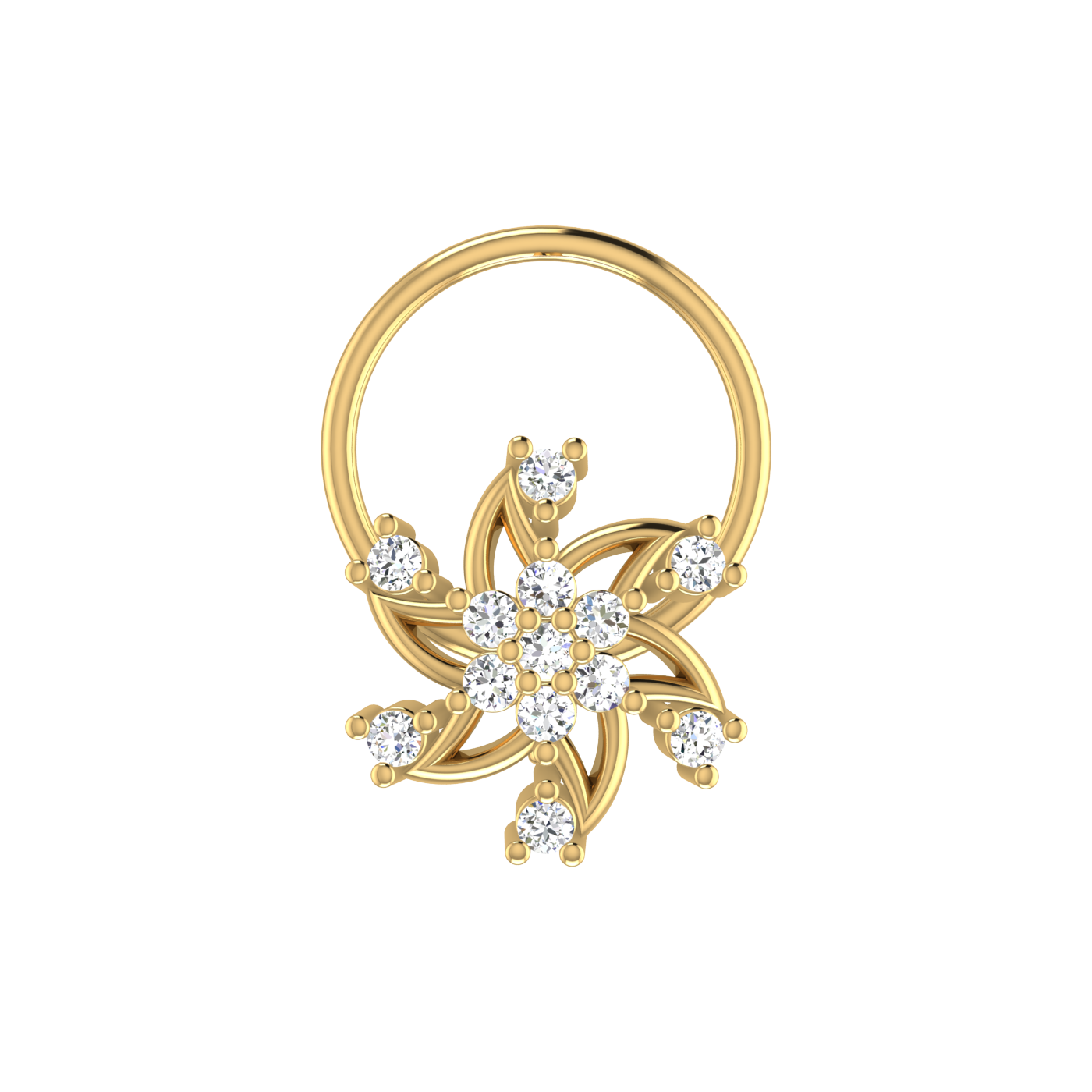 14K Gold Brilliant 0.06ct Cluster Lab Grown Diamond Nose Pin