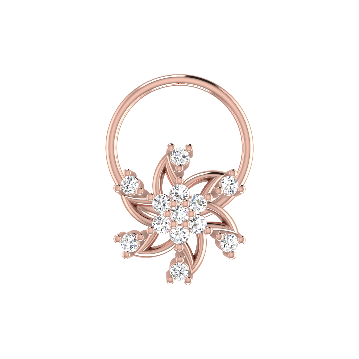 14K Gold Brilliant 0.06ct Cluster Lab Grown Diamond Nose Pin
