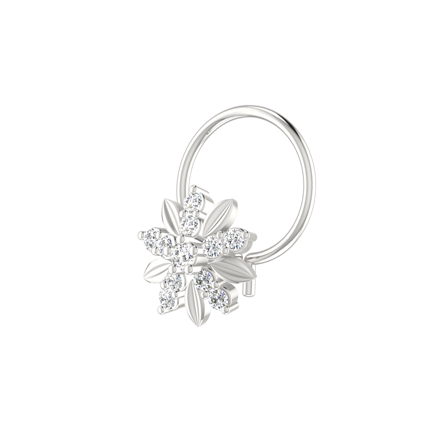 14K Gold Flower Shape Style 0.08ct Lab Grown Diamond Nose Pin