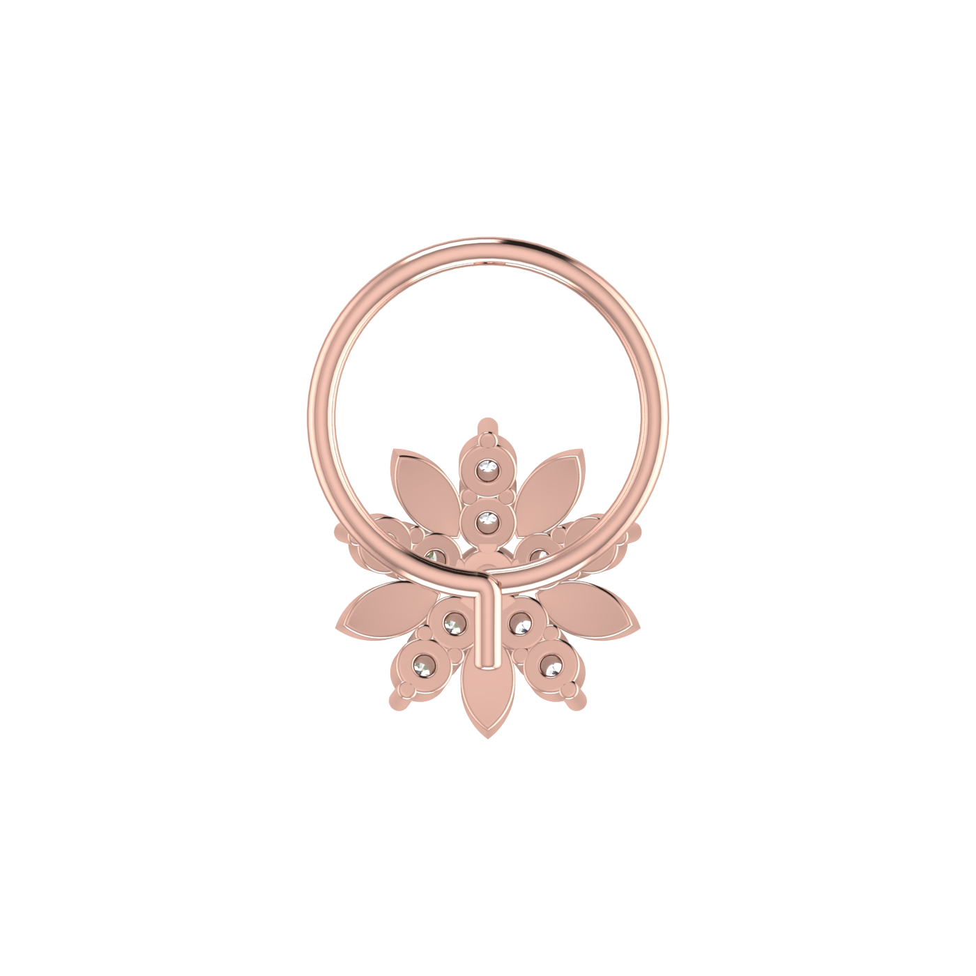 14K Gold Flower Shape Style 0.08ct Lab Grown Diamond Nose Pin