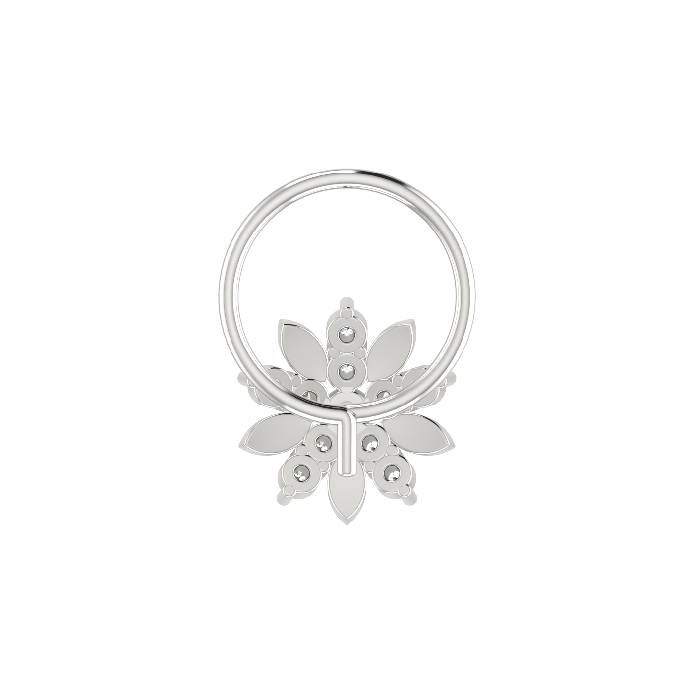 14K Gold Flower Shape Style 0.08ct Lab Grown Diamond Nose Pin
