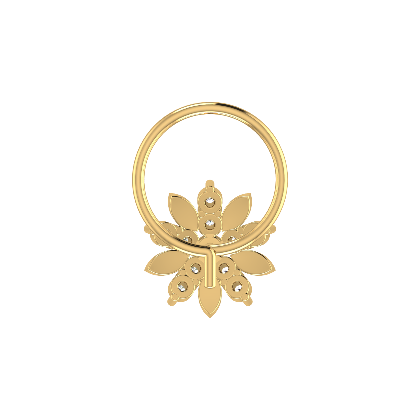 14K Gold Flower Shape Style 0.08ct Lab Grown Diamond Nose Pin