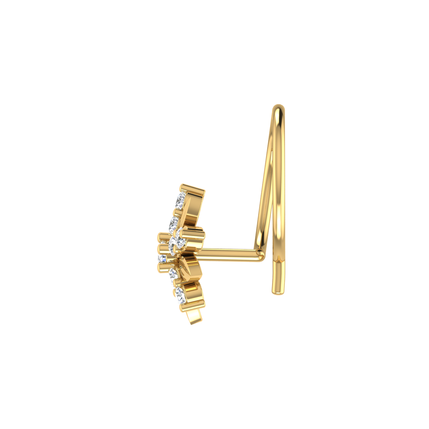 14K Gold Flower Shape Style 0.08ct Lab Grown Diamond Nose Pin