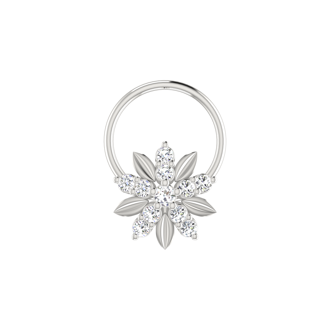 14K Gold Flower Shape Style 0.08ct Lab Grown Diamond Nose Pin