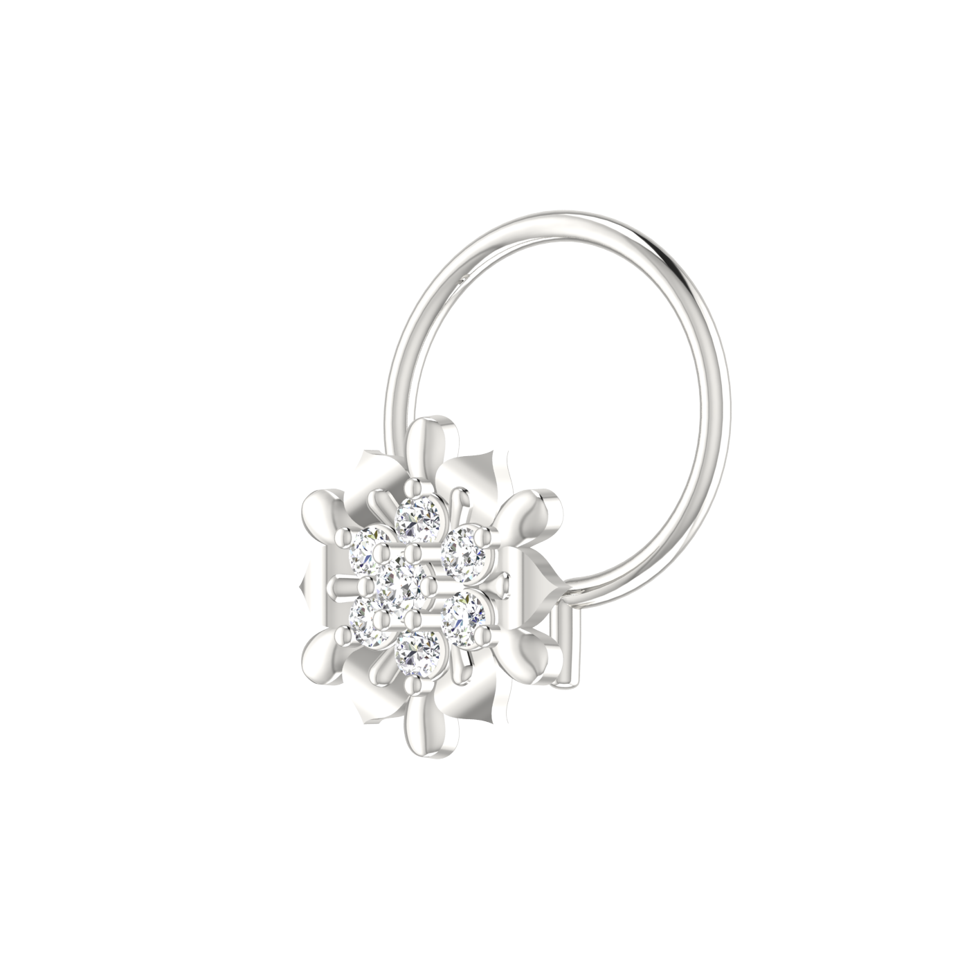 14K Gold Royal Lotus Design 0.05ct Lab Grown Diamond Nose Pin