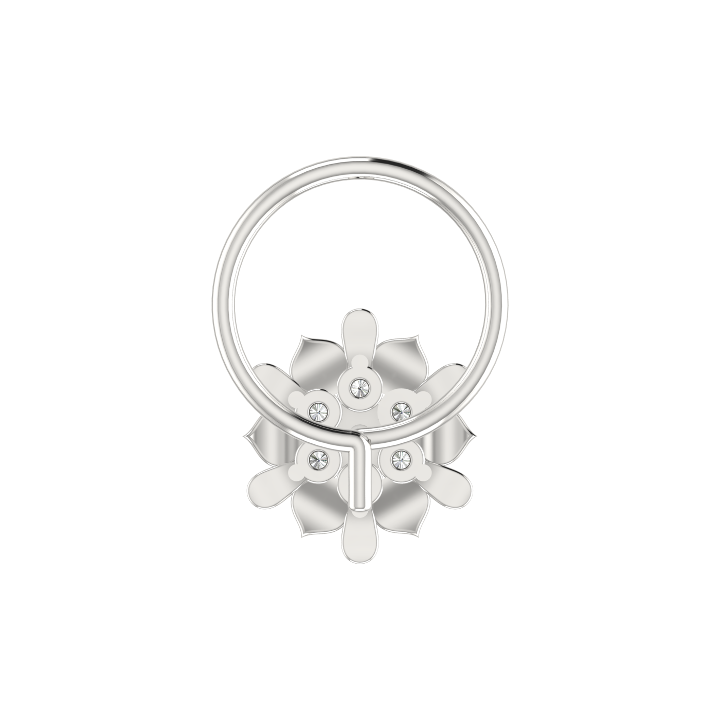 14K Gold Royal Lotus Design 0.05ct Lab Grown Diamond Nose Pin