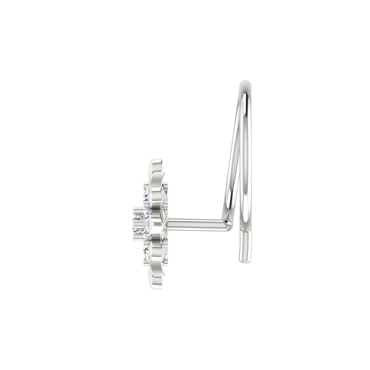 14K Gold Royal Lotus Design 0.05ct Lab Grown Diamond Nose Pin