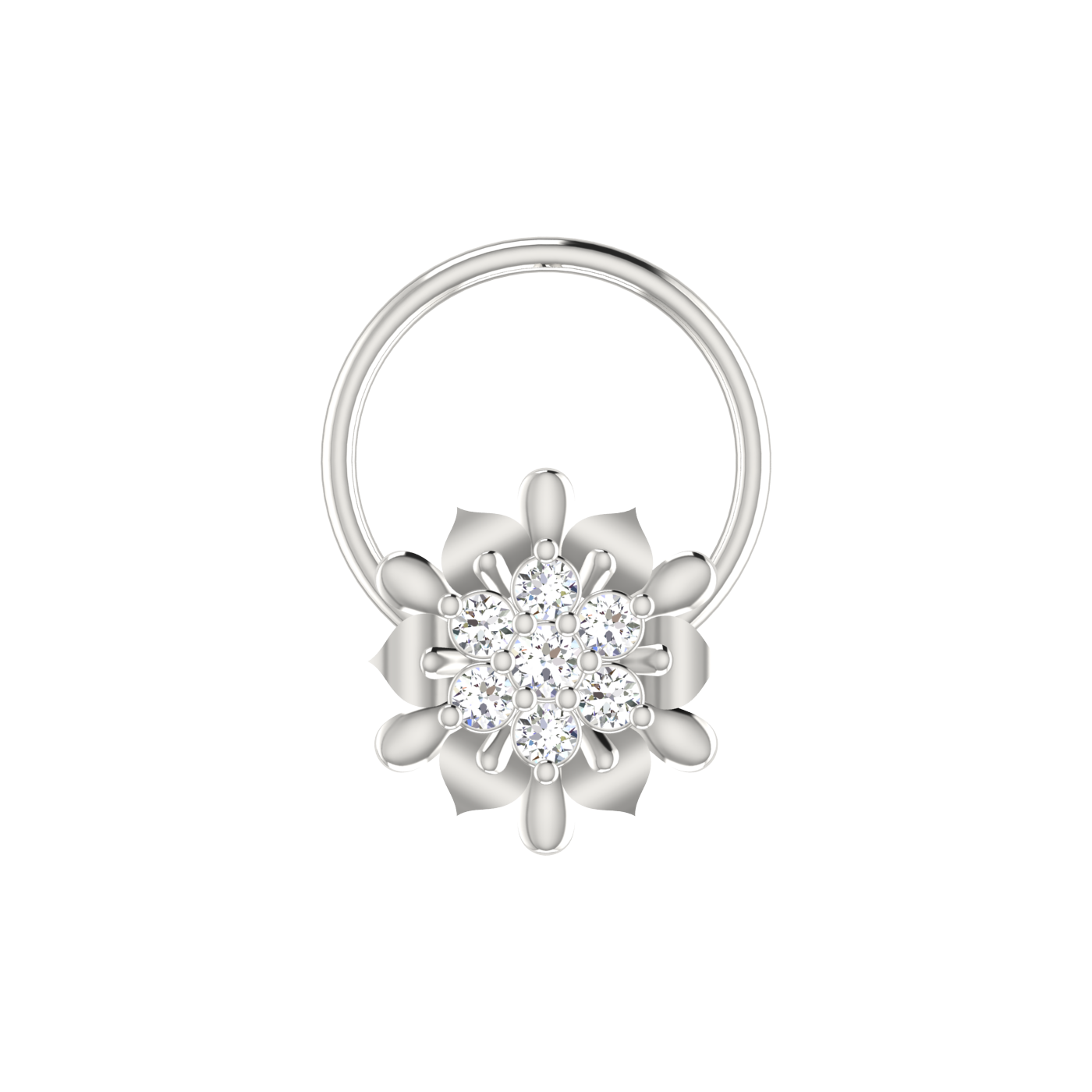 14K Gold Royal Lotus Design 0.05ct Lab Grown Diamond Nose Pin