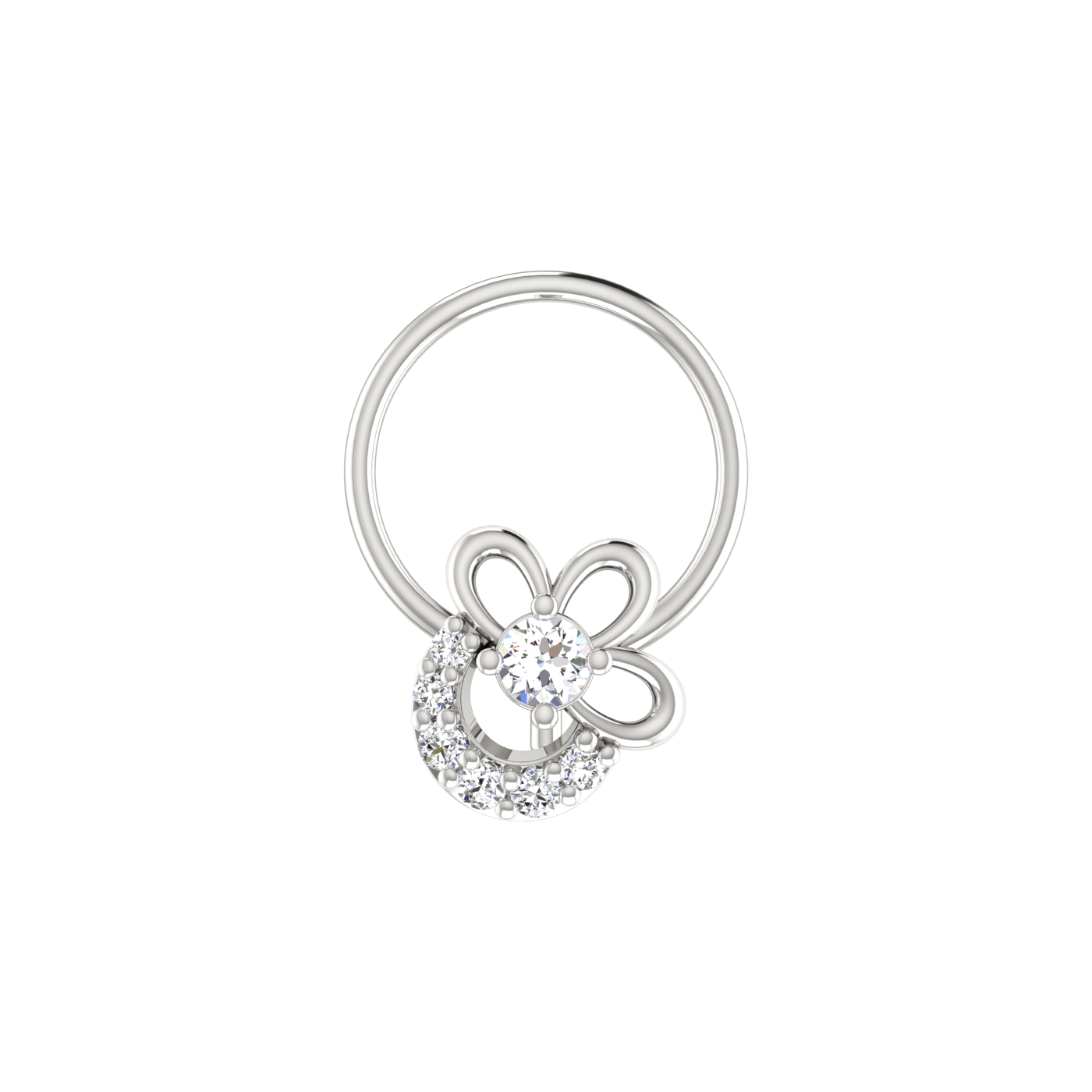 0.05 Ct Lab Grown Diamond Nose Pin Floral Design