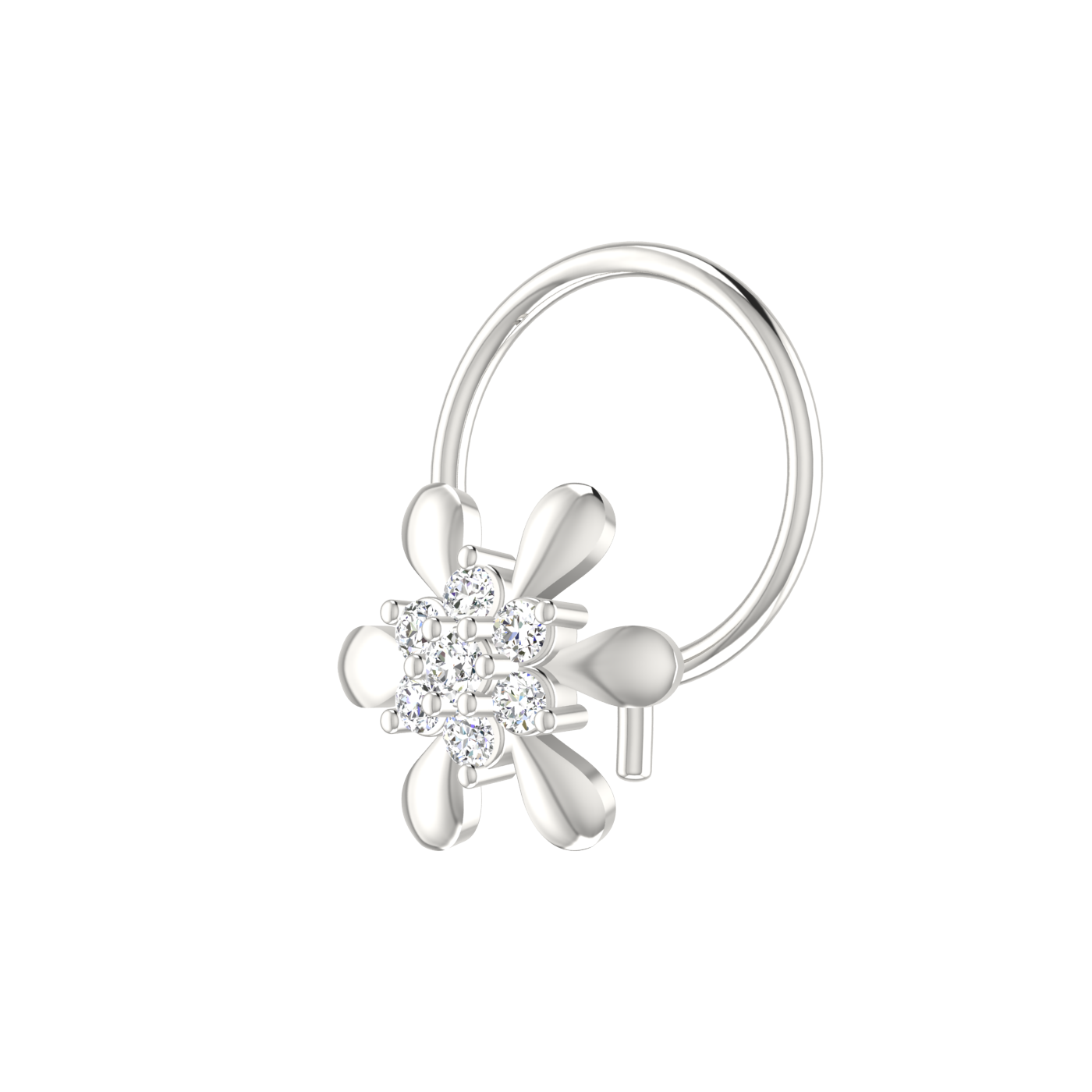 14K Gold Petal Bloom Design 0.05ct Lab Grown Diamond Nose Pin