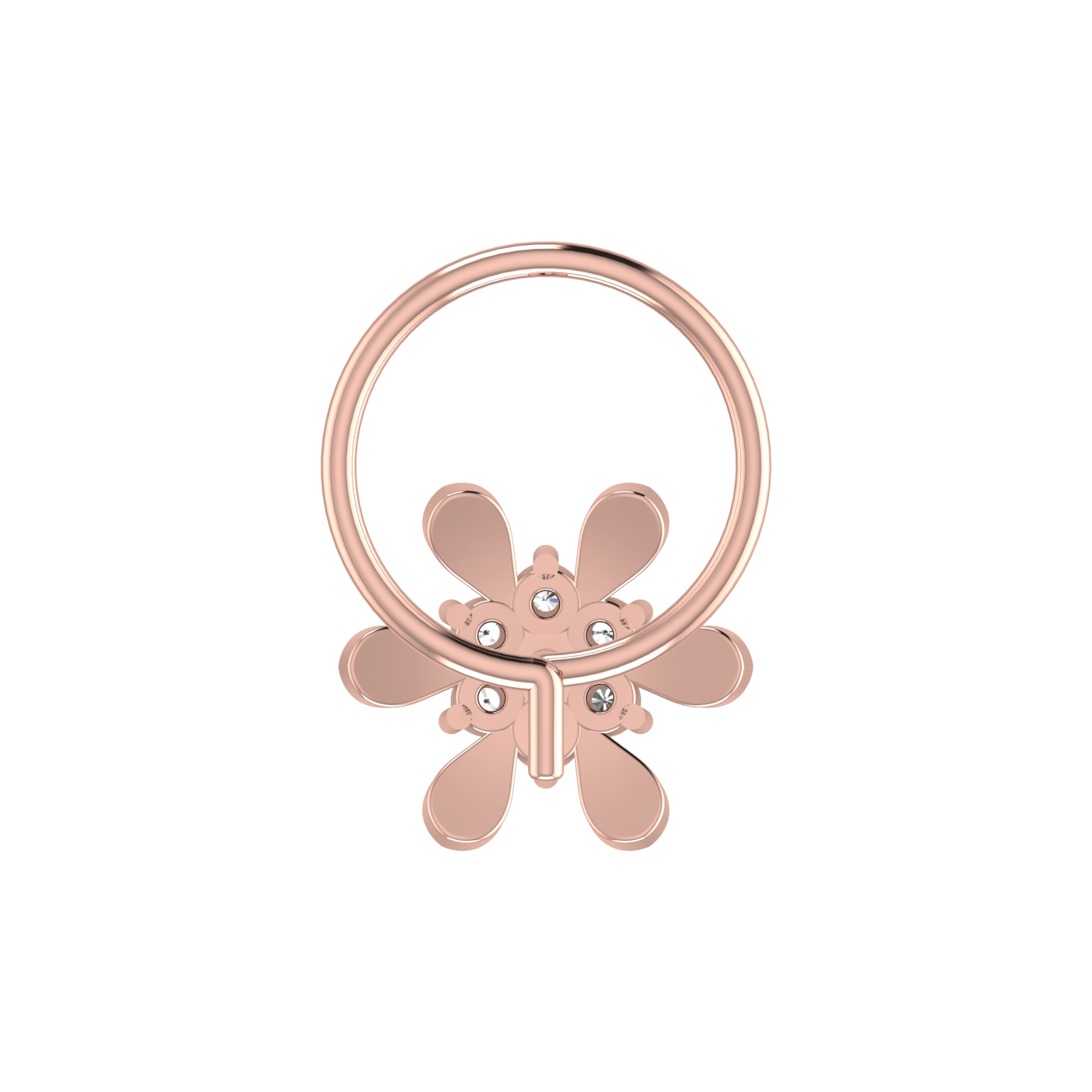 14K Gold Petal Bloom Design 0.05ct Lab Grown Diamond Nose Pin