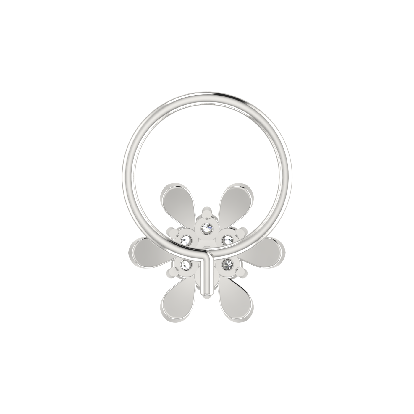 14K Gold Petal Bloom Design 0.05ct Lab Grown Diamond Nose Pin