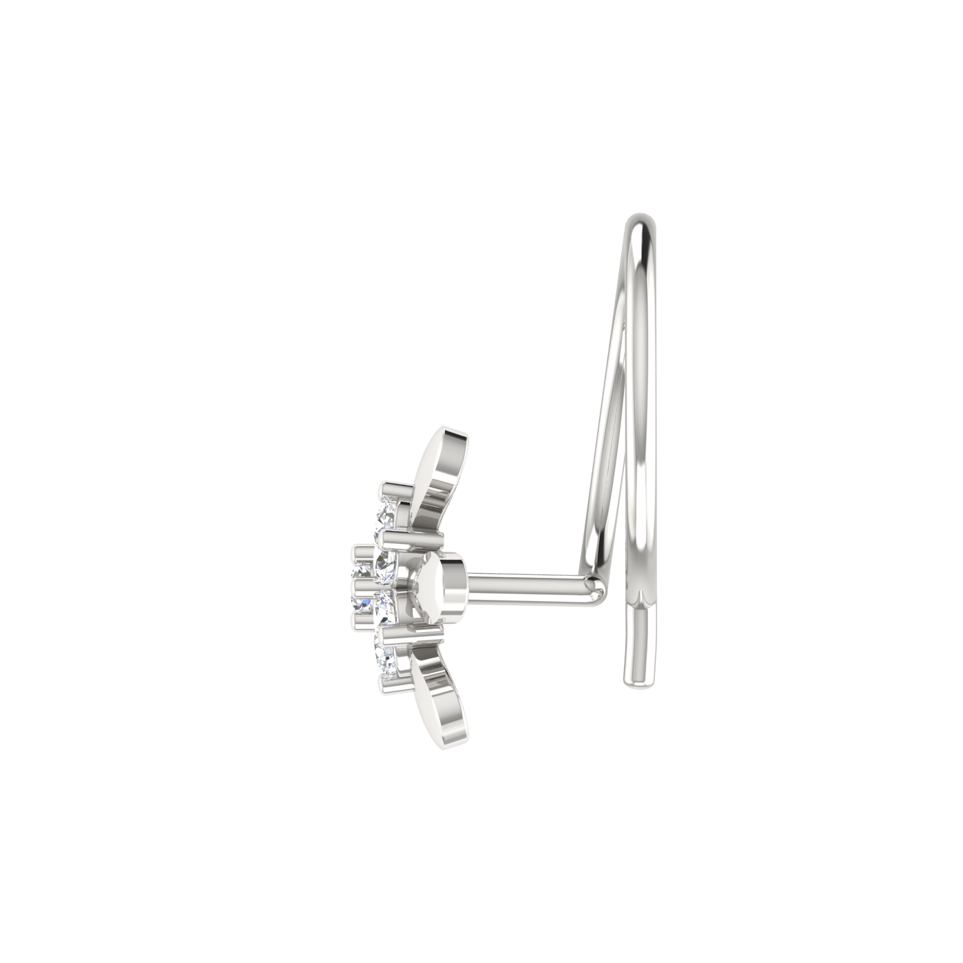 14K Gold Petal Bloom Design 0.05ct Lab Grown Diamond Nose Pin