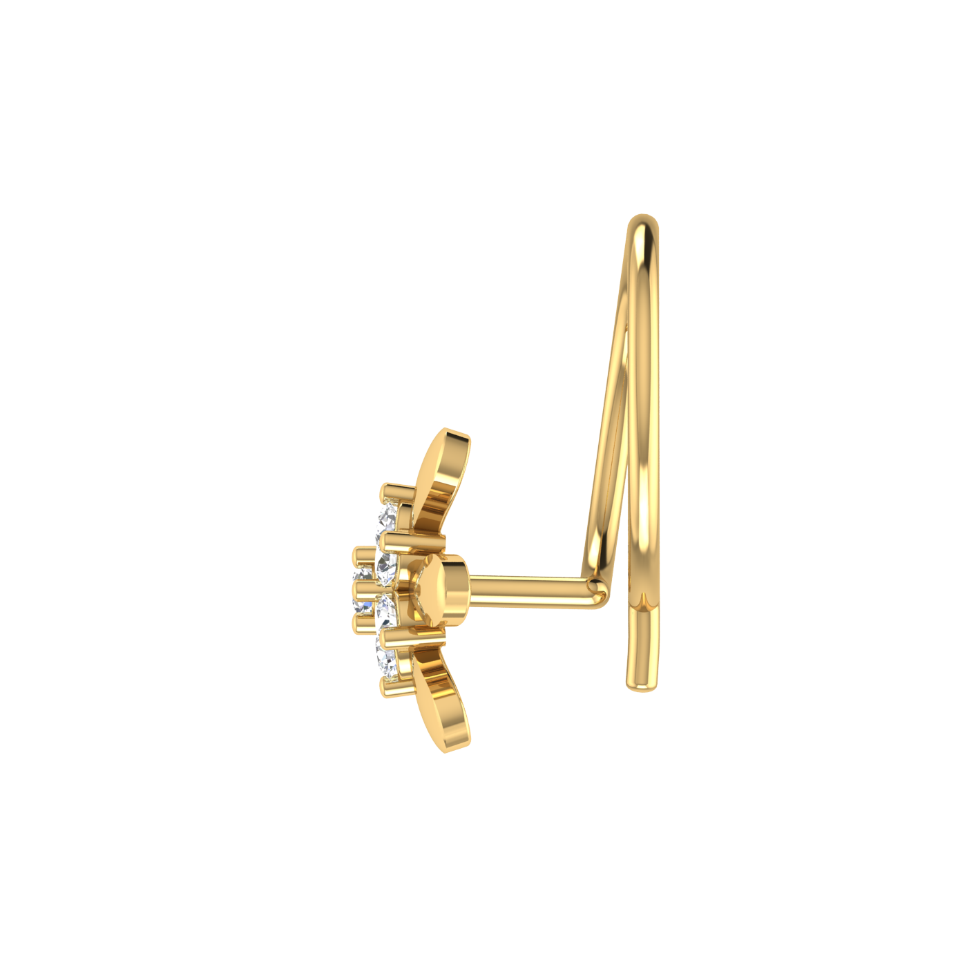 14K Gold Petal Bloom Design 0.05ct Lab Grown Diamond Nose Pin
