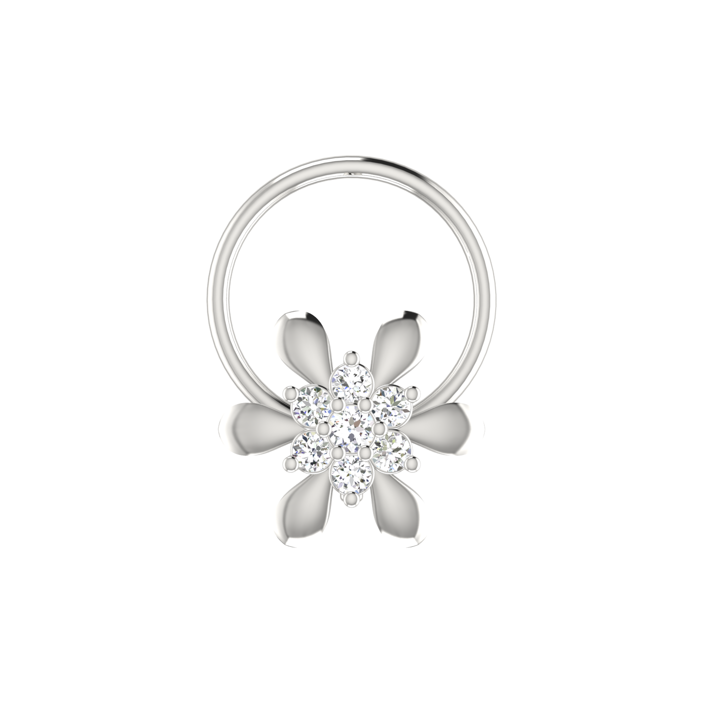 14K Gold Petal Bloom Design 0.05ct Lab Grown Diamond Nose Pin