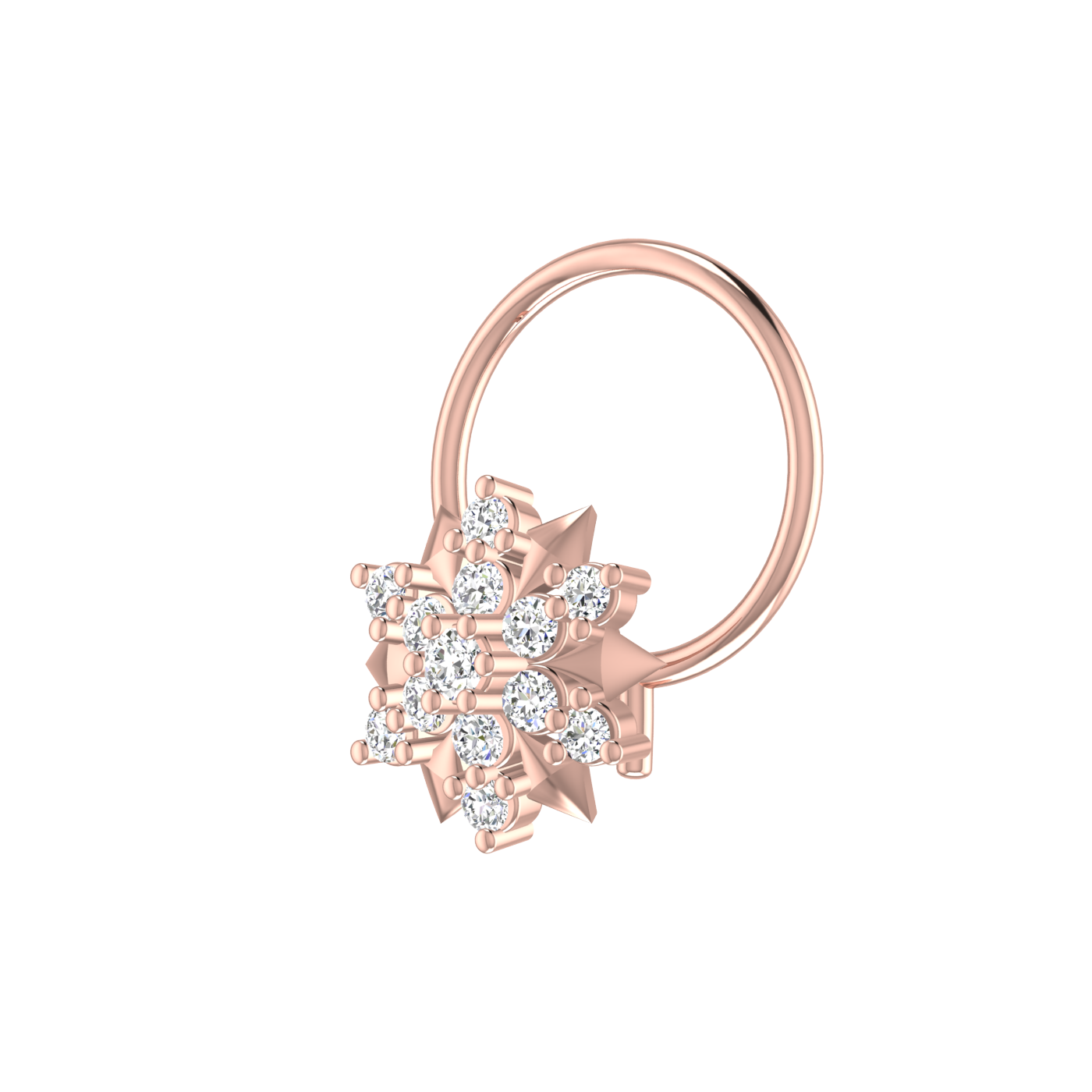 14K Gold Stellar Radiance Nose Pin Design 0.08ct Lab Diamond Nose Pin