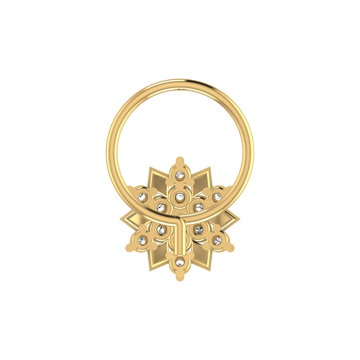 14K Gold Stellar Radiance Nose Pin Design 0.08ct Lab Diamond Nose Pin
